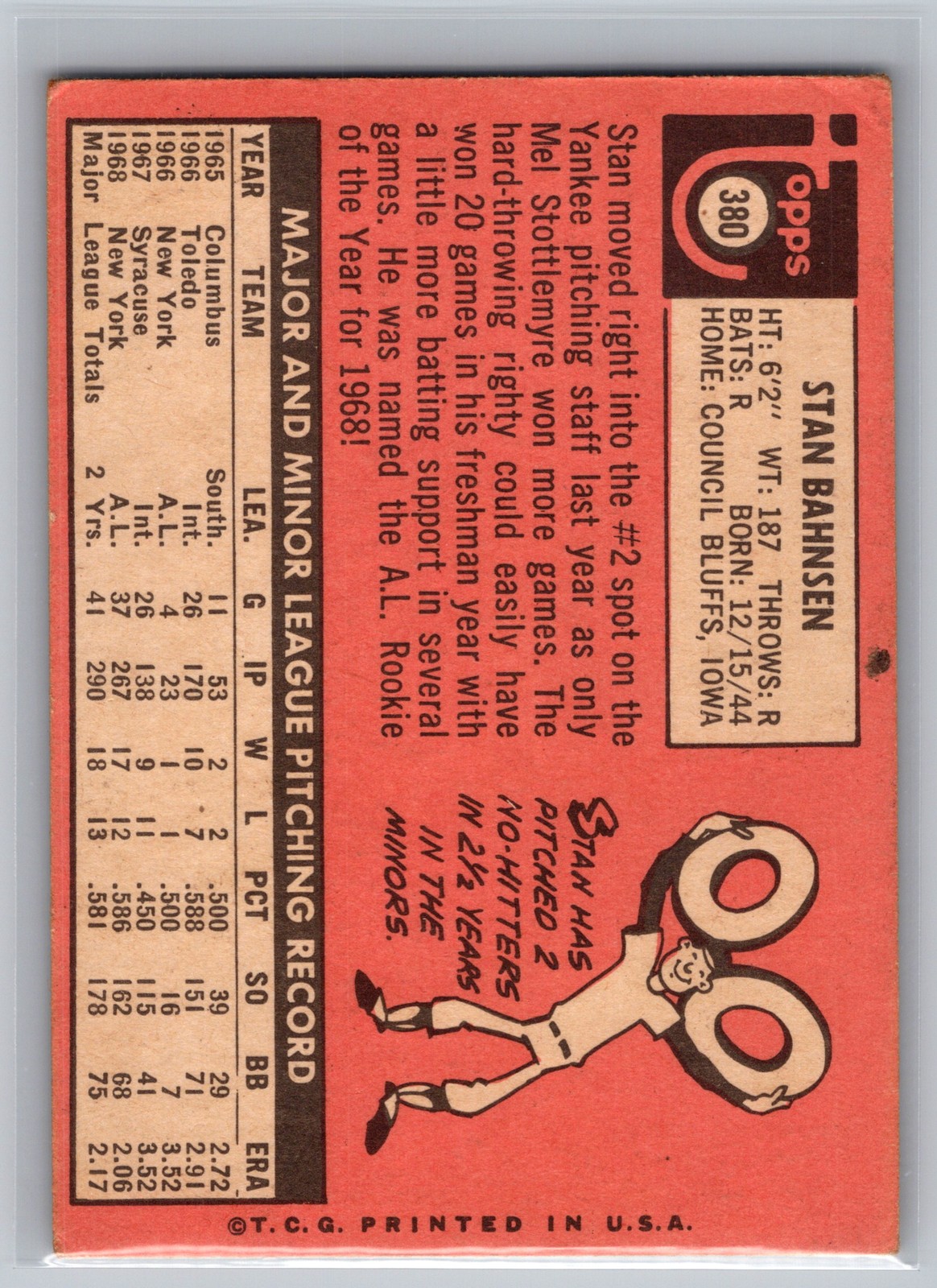 1969 Topps #380 Stan Bahnsen