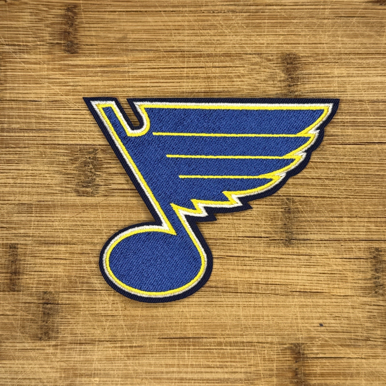 St Louis Blues Hockey Note Logo 4.5×3.5in Embroidered Patch