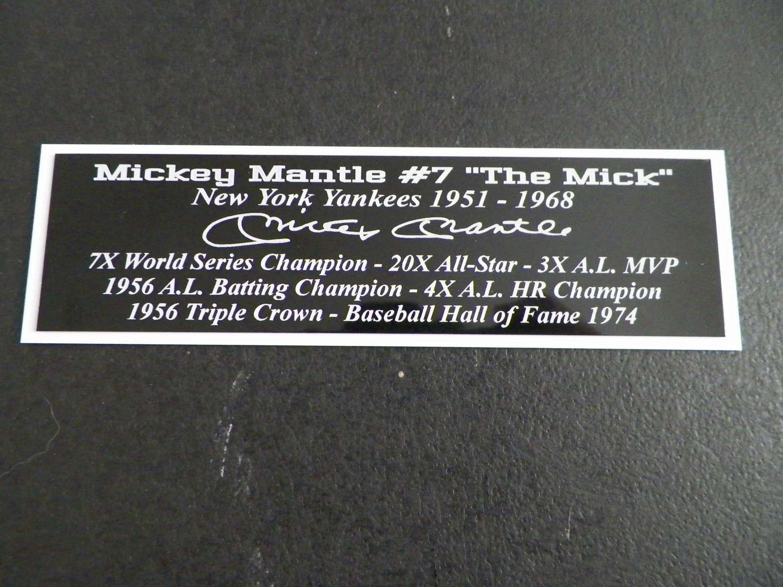 Mickey Mantle Autograph Nameplate New York Yankees Photo Bat Hat Jersey