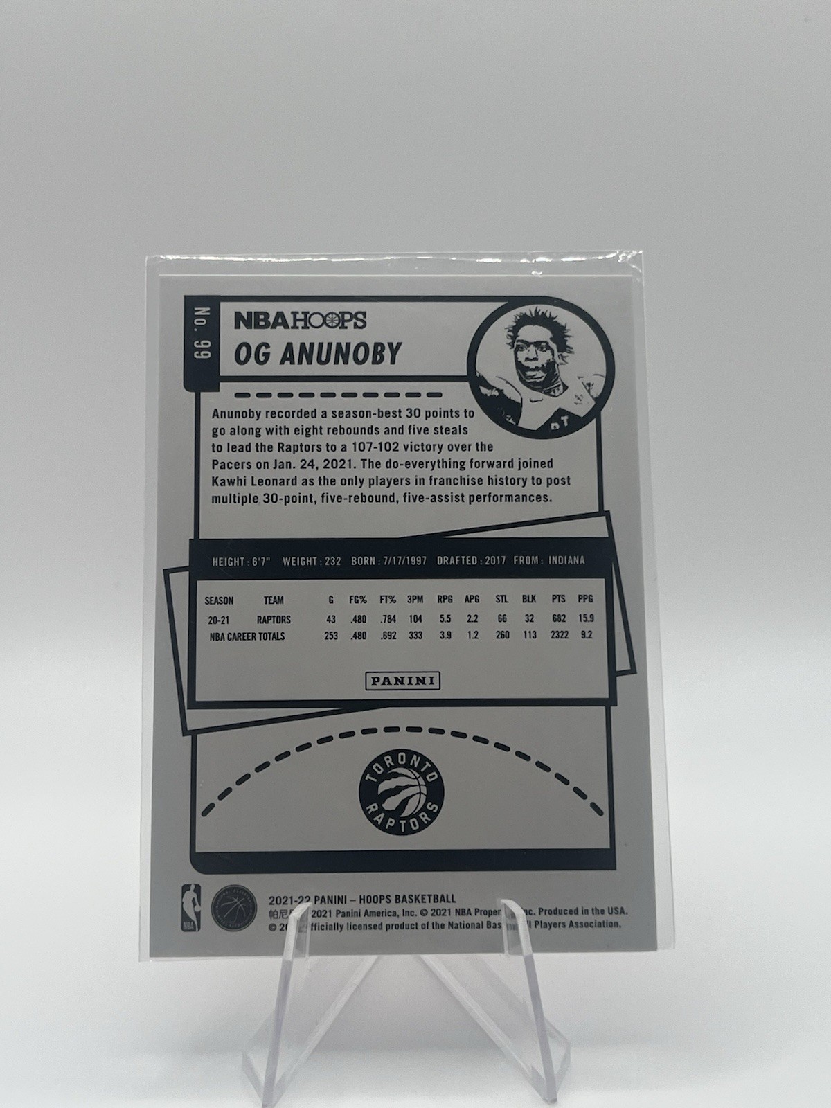 OG Anunoby Blue Parallel 2021-22 Panini NBA Hoops Basketball #99 Toronto Raptors