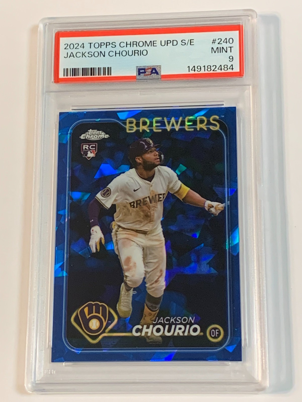 2024 Topps Chrome Update Sapphire #USCS240 Jackson Chourio RC – PSA 9 (Mint)