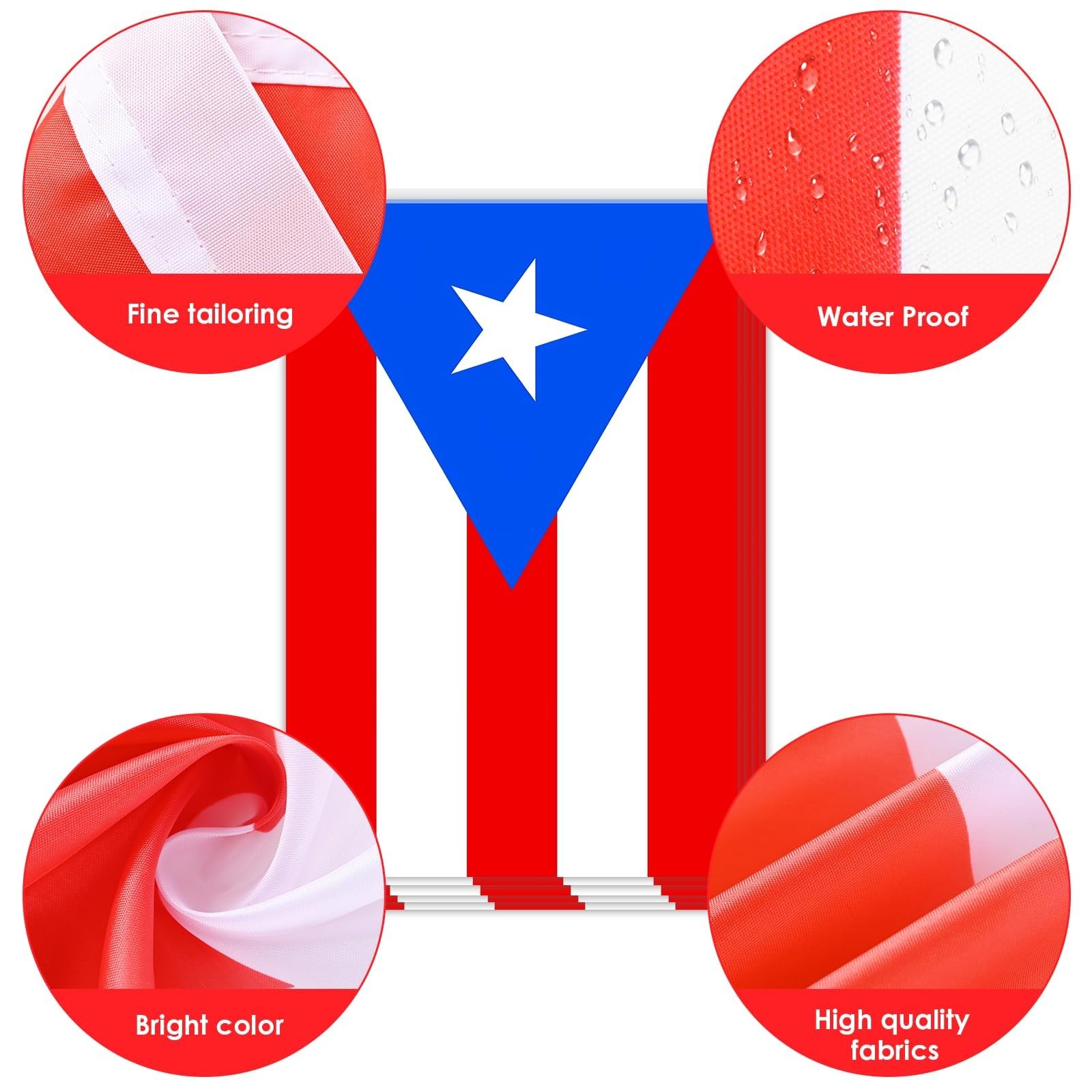AhfuLife 30 Pcs Puerto Rico String Flags for 5.51×8.26 in-30 Pcs,