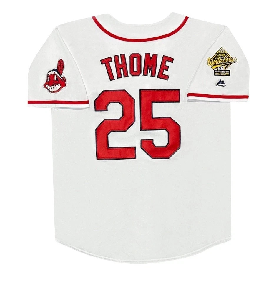 Jim Thome 1995 Cleveland Indians Home White World Series Men’s Jersey (L-XL)