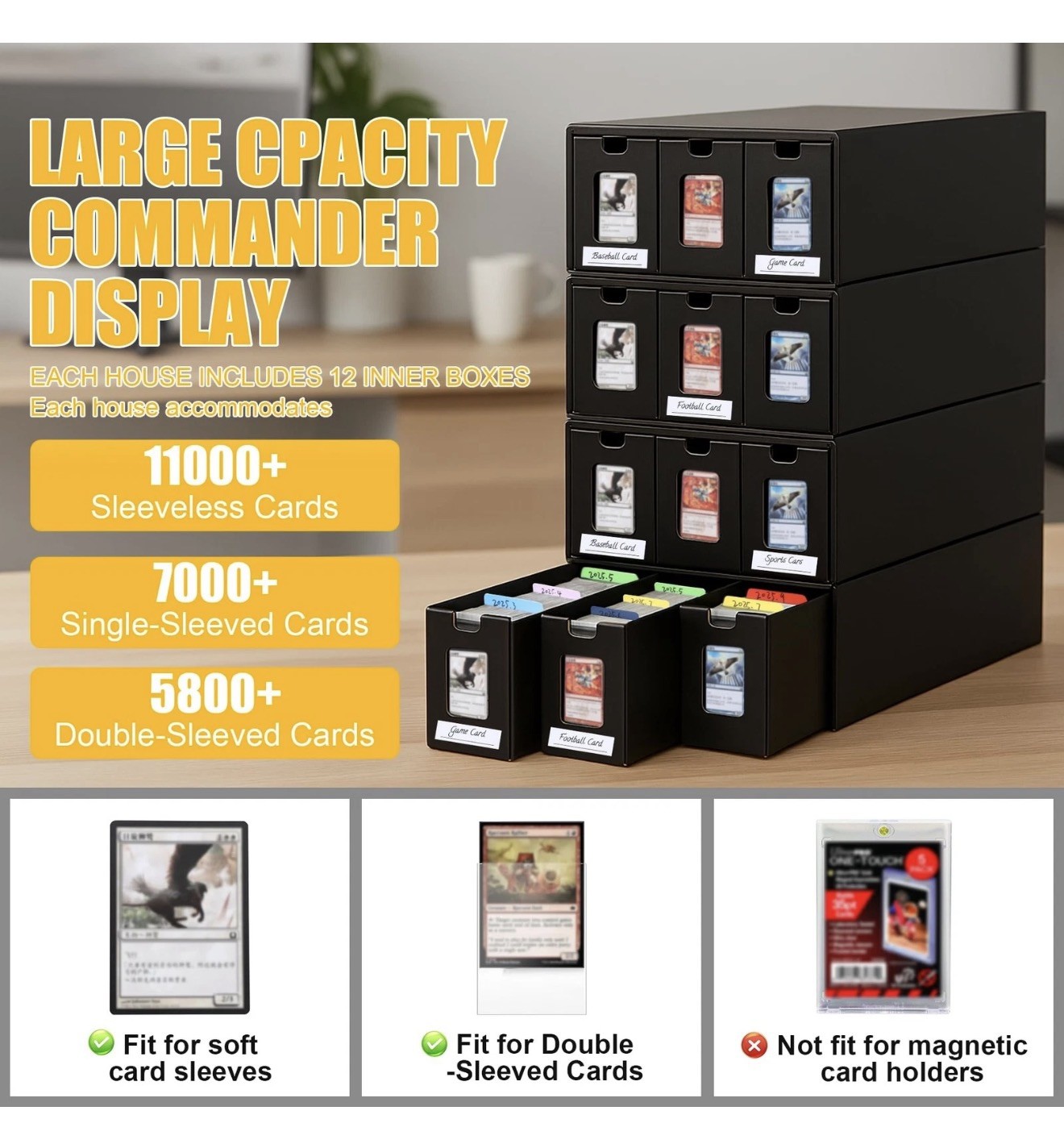 Trading Card Storage Box 12 Drawers Cardboard Organizer with Dividers for top…