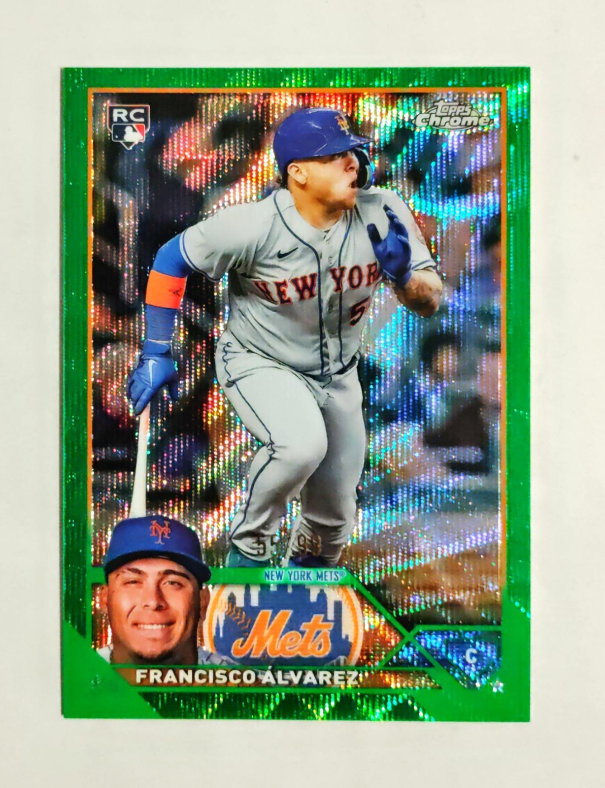 Francisco Alvarez 2023 Topps Chrome RC #203 GREEN Speckle REFRACTOR 55/99 z2