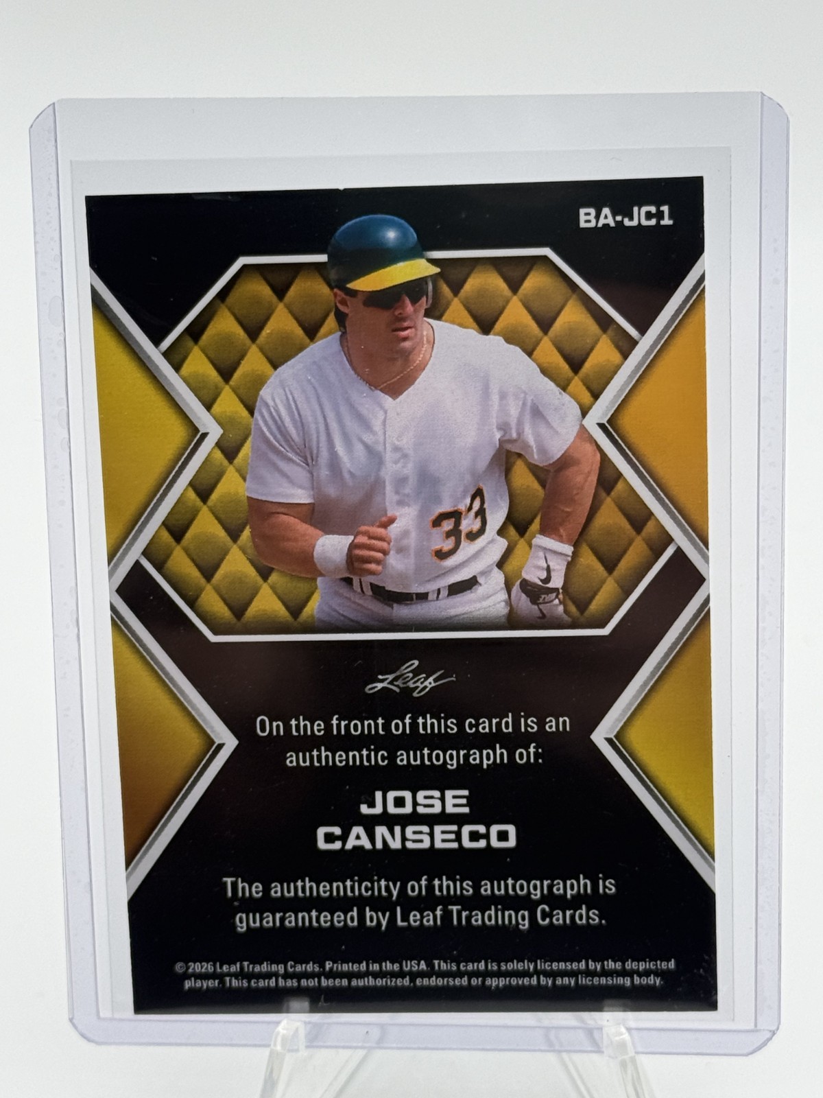 2026 Leaf Bonus Pack – Jose Canseco Green Foil Auto #BA-JC1