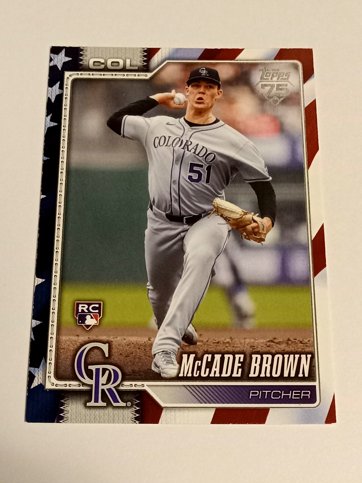2026 Topps Series 2 #595 McCade Brown Independence Day RC SP #61/76 Colorado