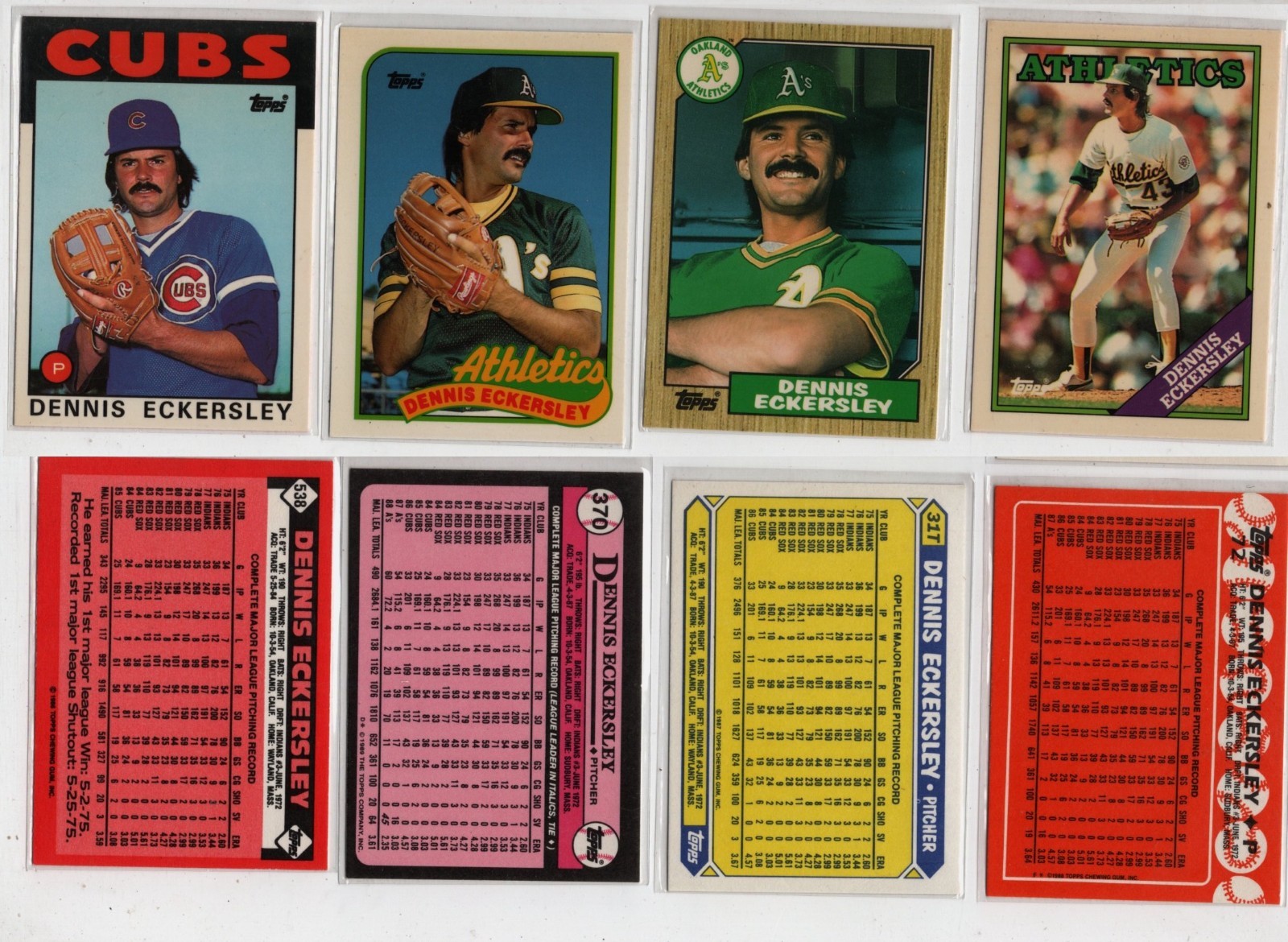 Topps Dennis Eckersley Collectors Edition/Tiffany 4 CT. Card Lot~FREE S&H