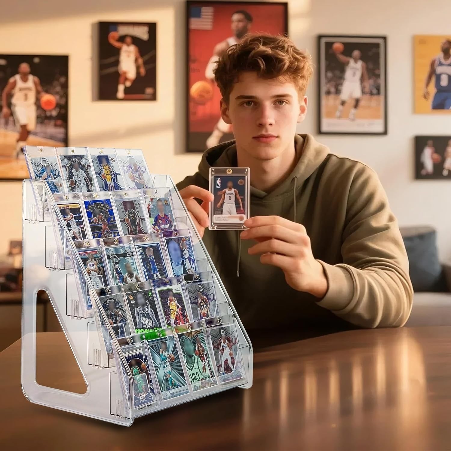 Trading Card Display Stand, 5 Tier Vertical Holder for Baseball Basketball Spor