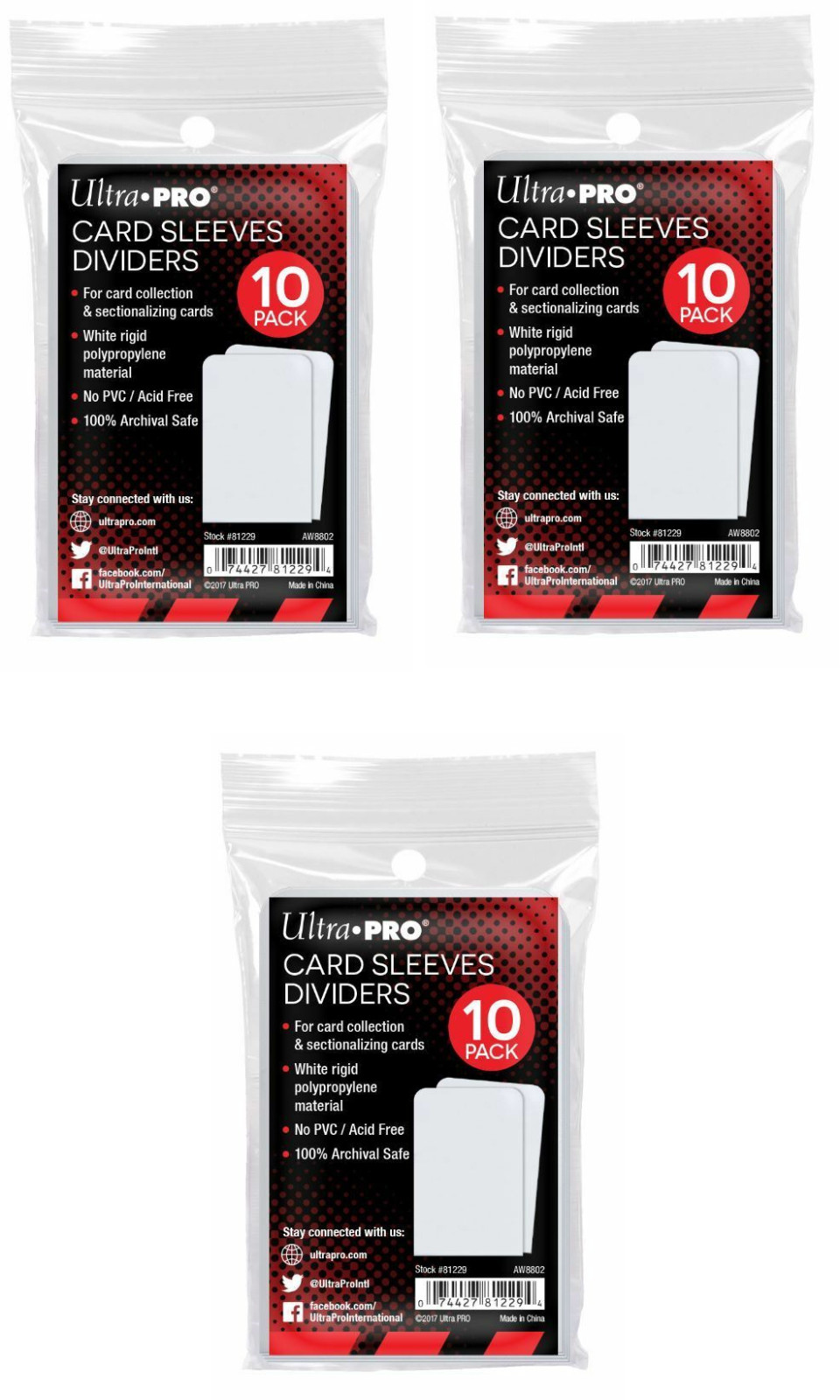 (30-Count) Ultra Pro Trading Card Dividers For Card Storage Boxes Taller Size