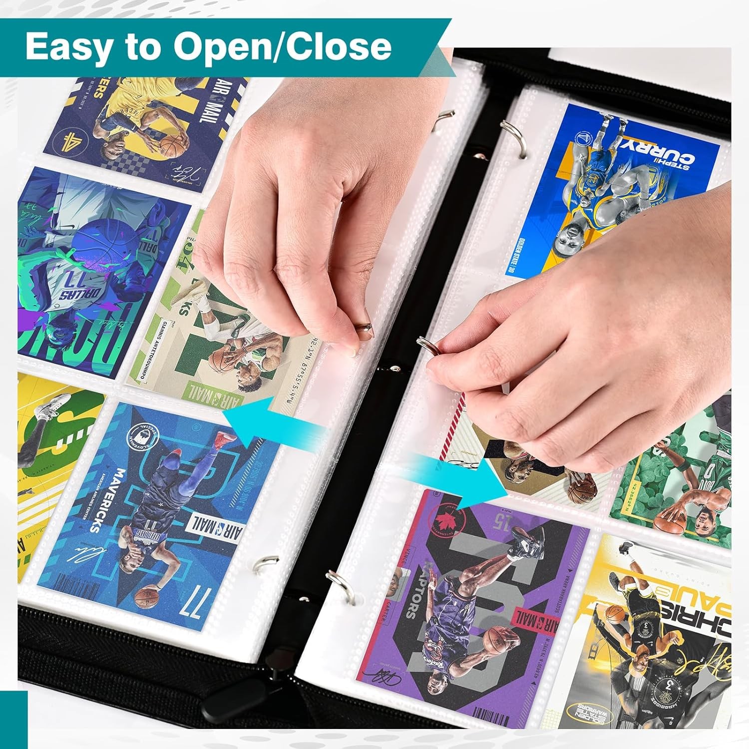 9 Pocket Card Binder Premium Zip Trading Card Binder Double Sided Pocket Binder