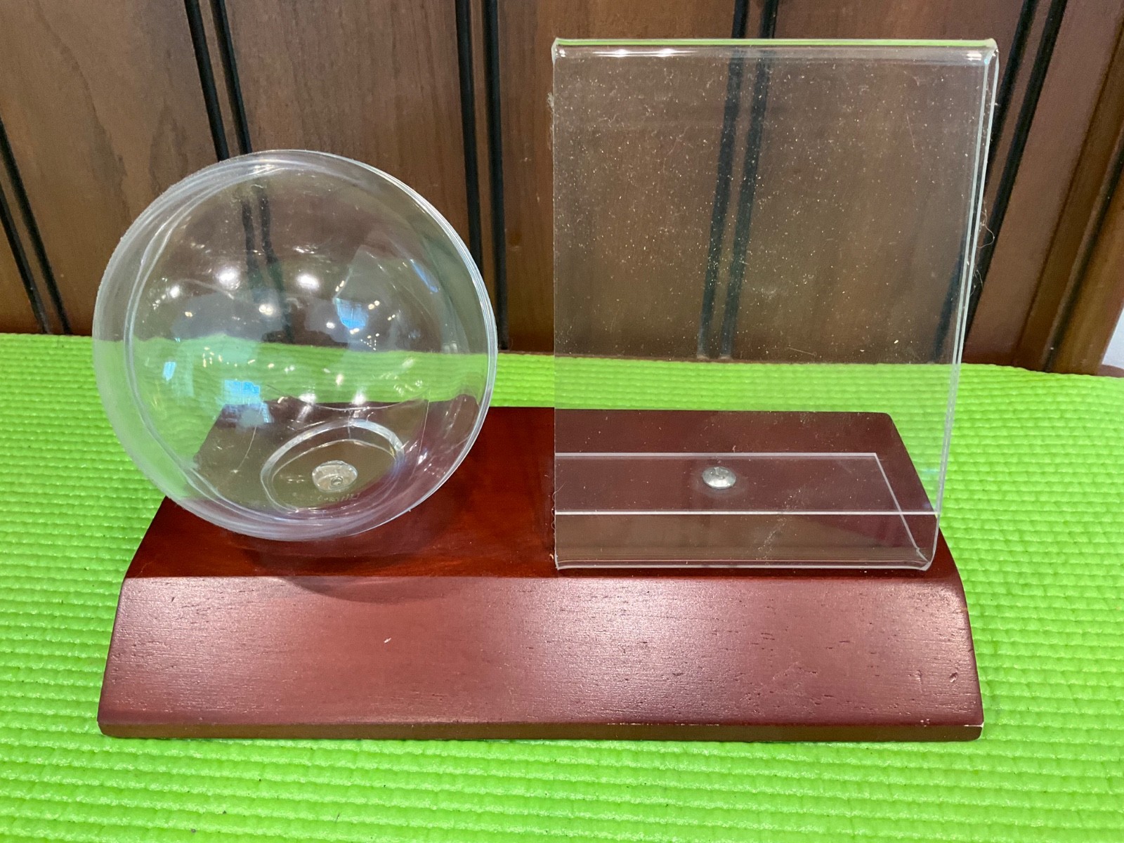 Deluxe Wooden Baseball & Trading Card Display Stand Acrylic Holder Wood Base
