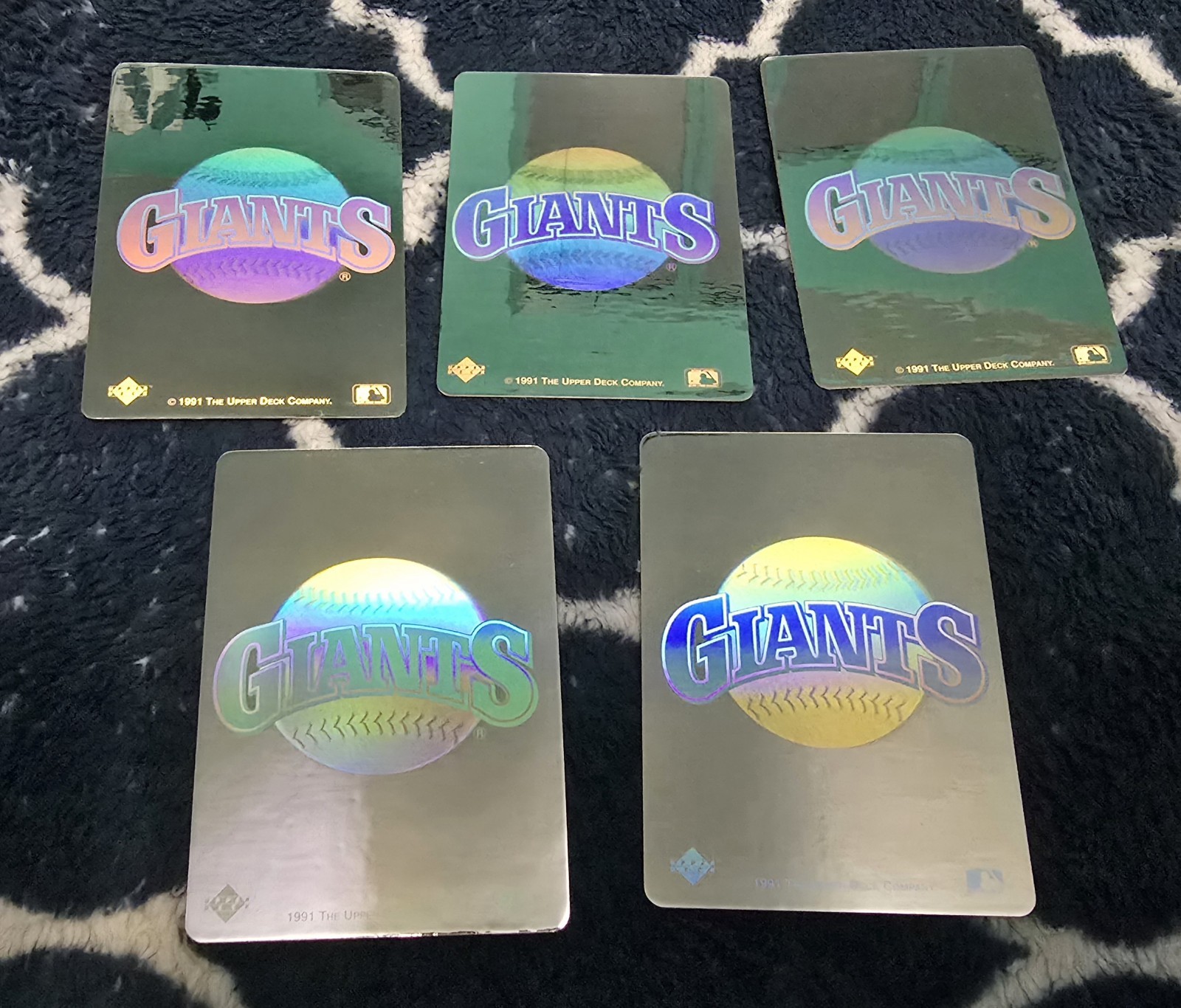 5x Lot San Francisco Giants 1991 UPPER DECK Hologram Baseball Sticker Decal MLB