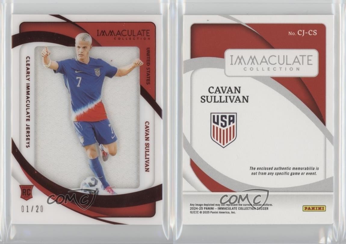 2024-25 Panini Immaculate Clearly Jerseys Ruby 1/20 Cavan Sullivan #CJ-CS 1e41