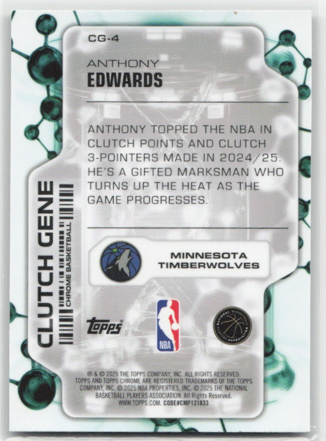 2025-26 Topps Chrome #CG-4 Anthony Edwards Clutch Gene