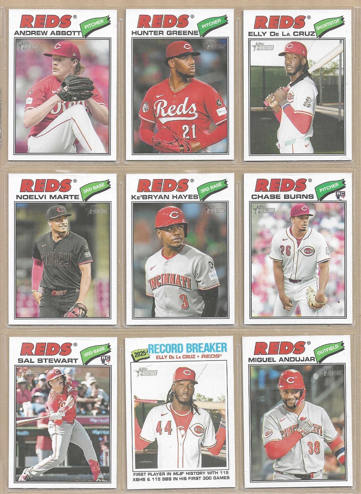 2026 Topps Heritage CINCINNATI REDS Base Team Set of (11) Elly Burns Stewart