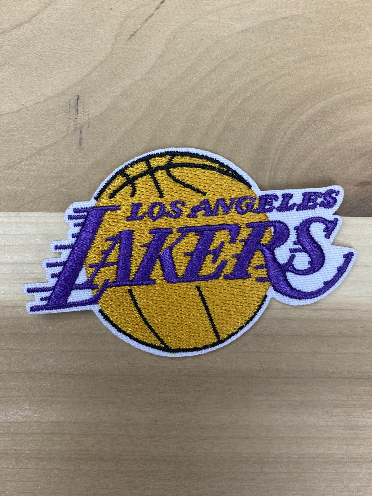 LOS ANGELES LAKERS IRON ON EMBROIDERED PATCHEBASKETBALL 3″x2″