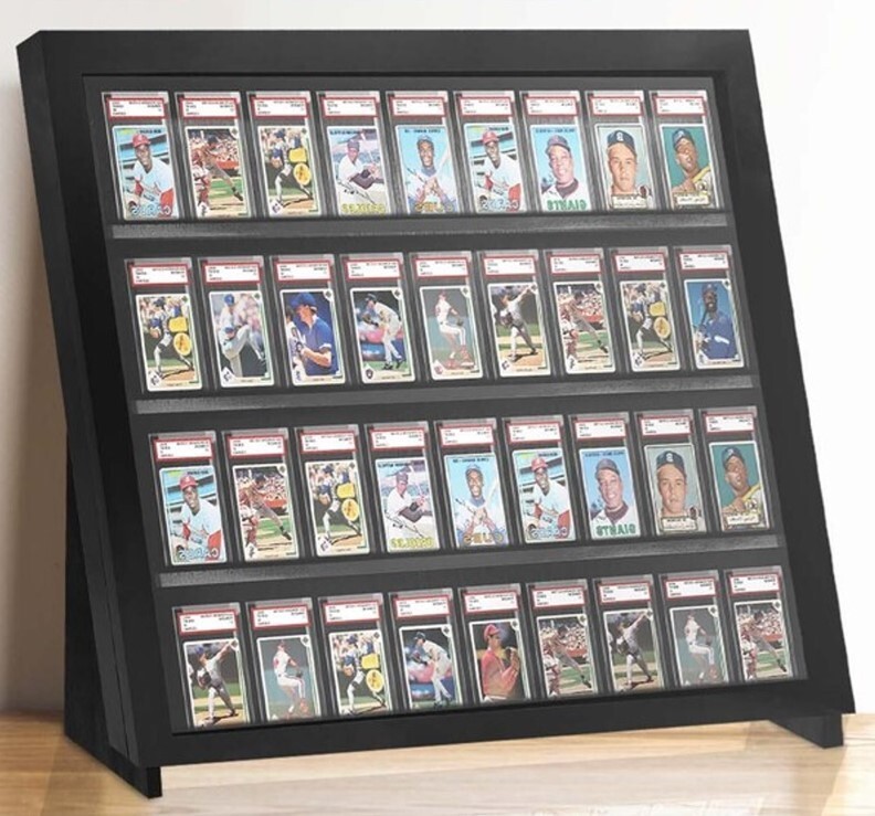 Graded Trading Card Display Case 36 PSA Slabs Tabletop USA Sport Wood Show Stand