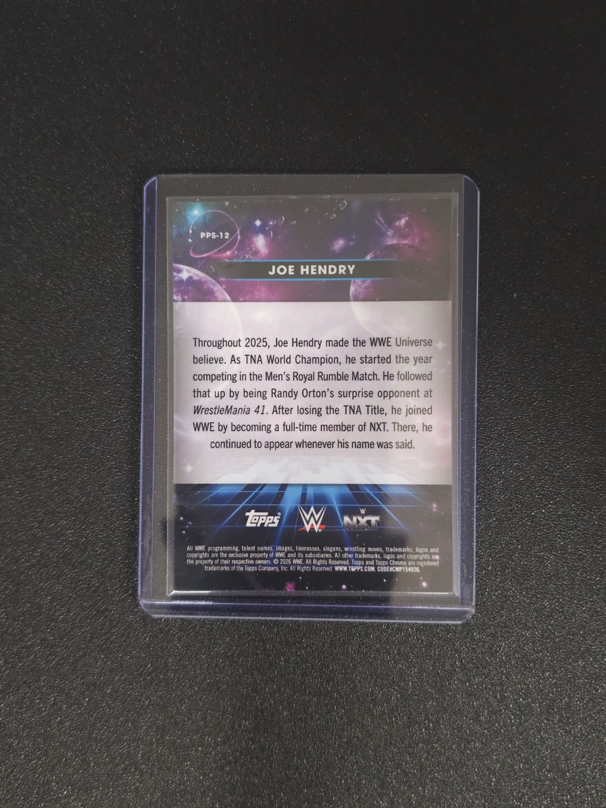 2026 Topps Cosmic Chrome WWE Planetary Pursuit Sun Joe Hendry Rookie SSP
