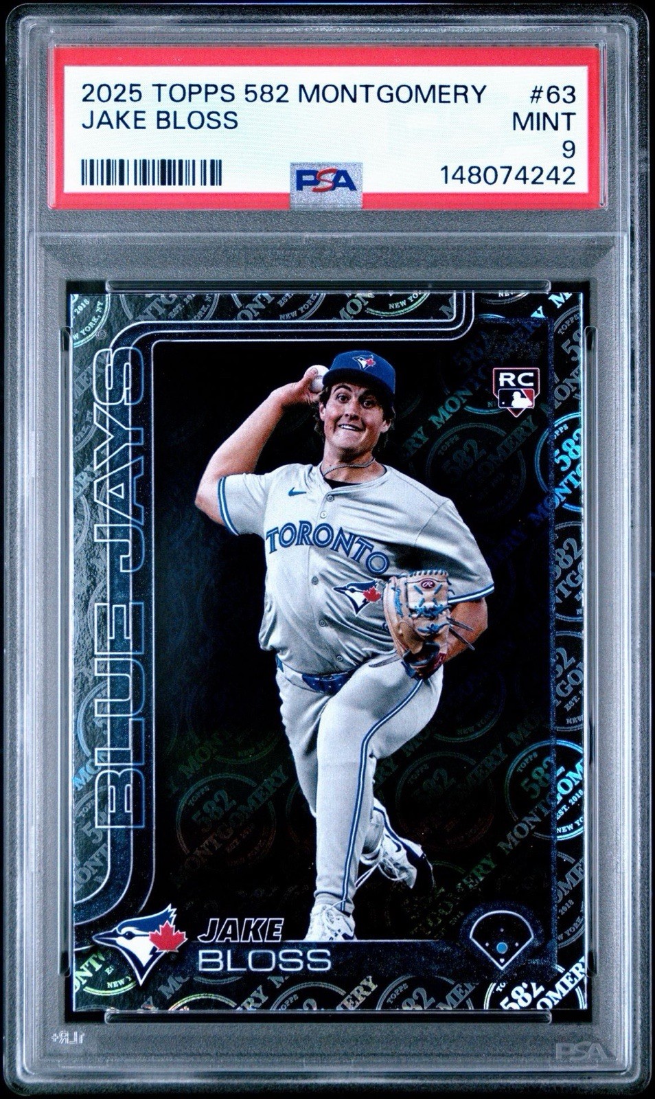 2025 Topps 582 Montgomery Club Jake Bloss #63 BLUE JAYS PSA 9