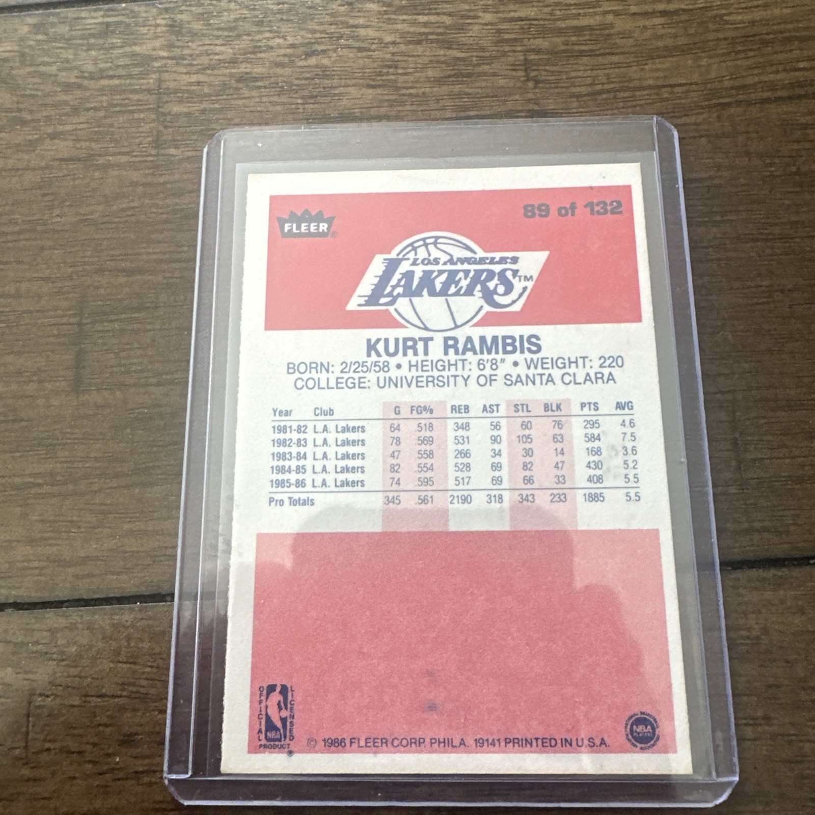 1986-87 Fleer #89 Kurt Rambis