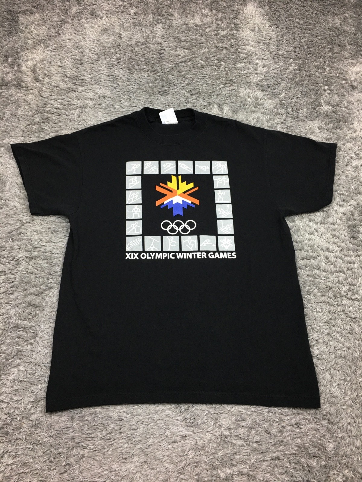 2002 Salt Lake Olympics Winter Games Black Crew Neck T Shirt Large
