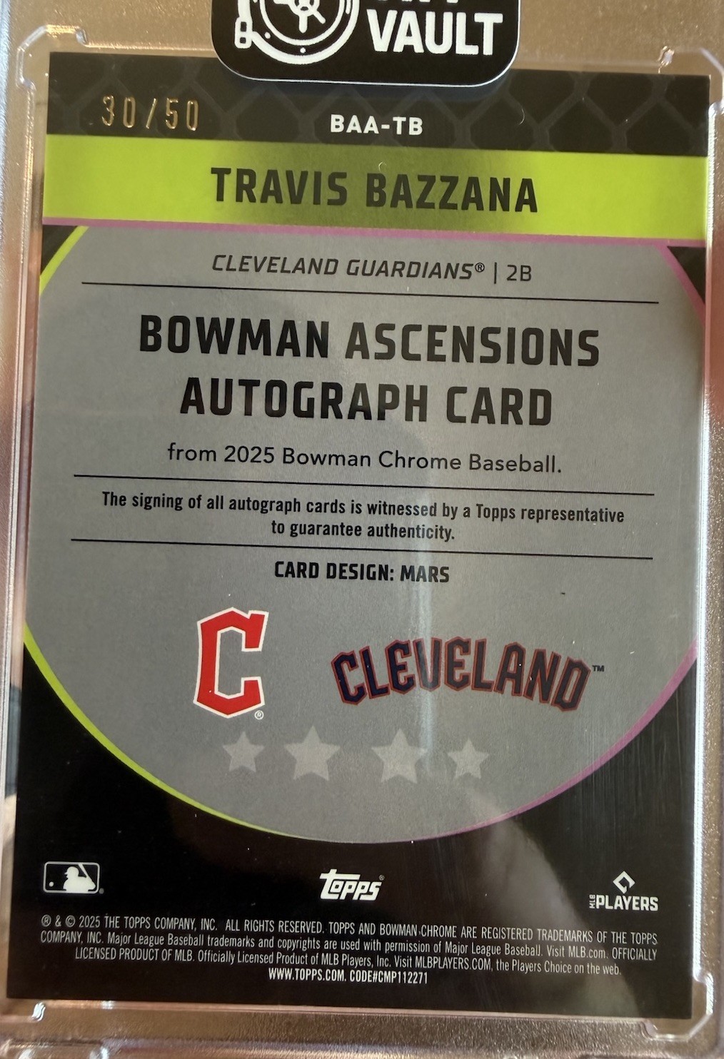 2025 Bowman Chrome Travis Bazzana Ascensions Auto /50 Case Hit SSP
