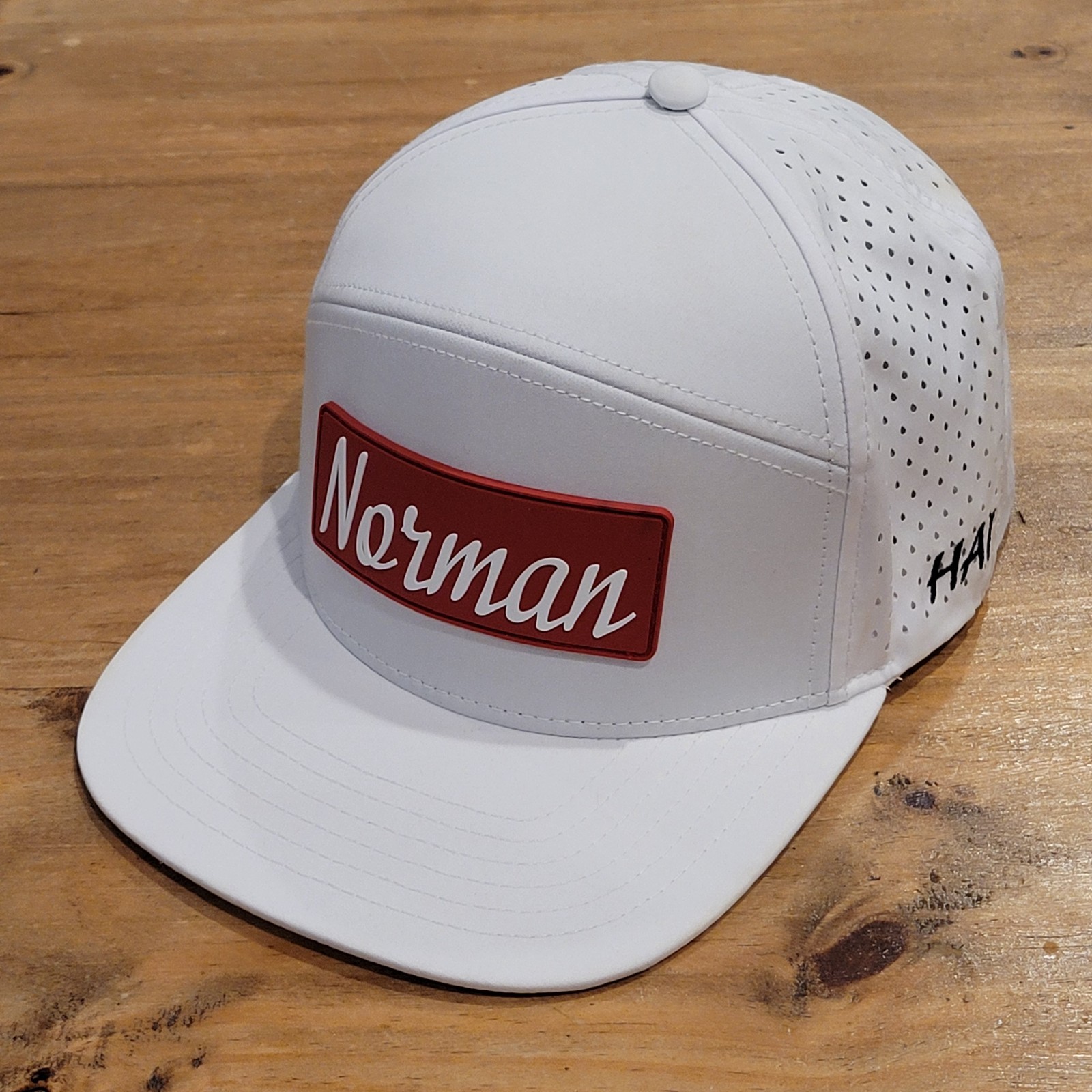 Norman Oklahoma Hard At It Panel Hat Snapback White PVC Patch One Size