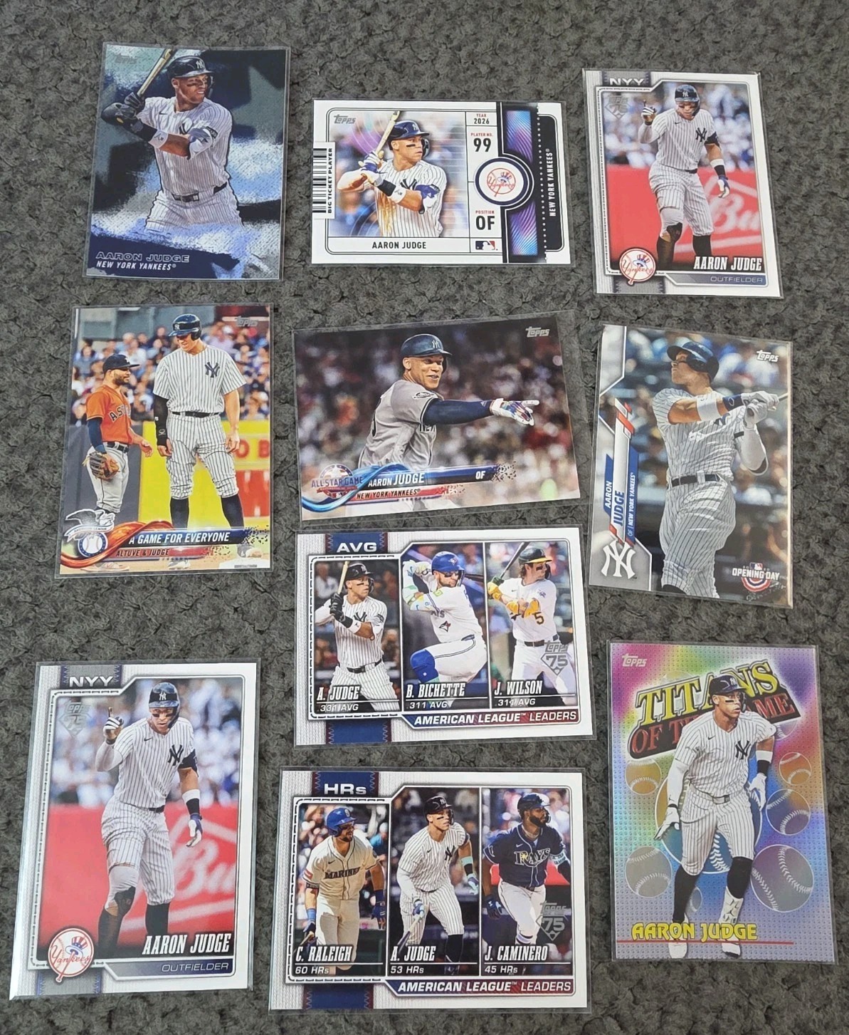 🔥 Aaron Judge – 10 Card Lot 2018 2020 2026 Topps