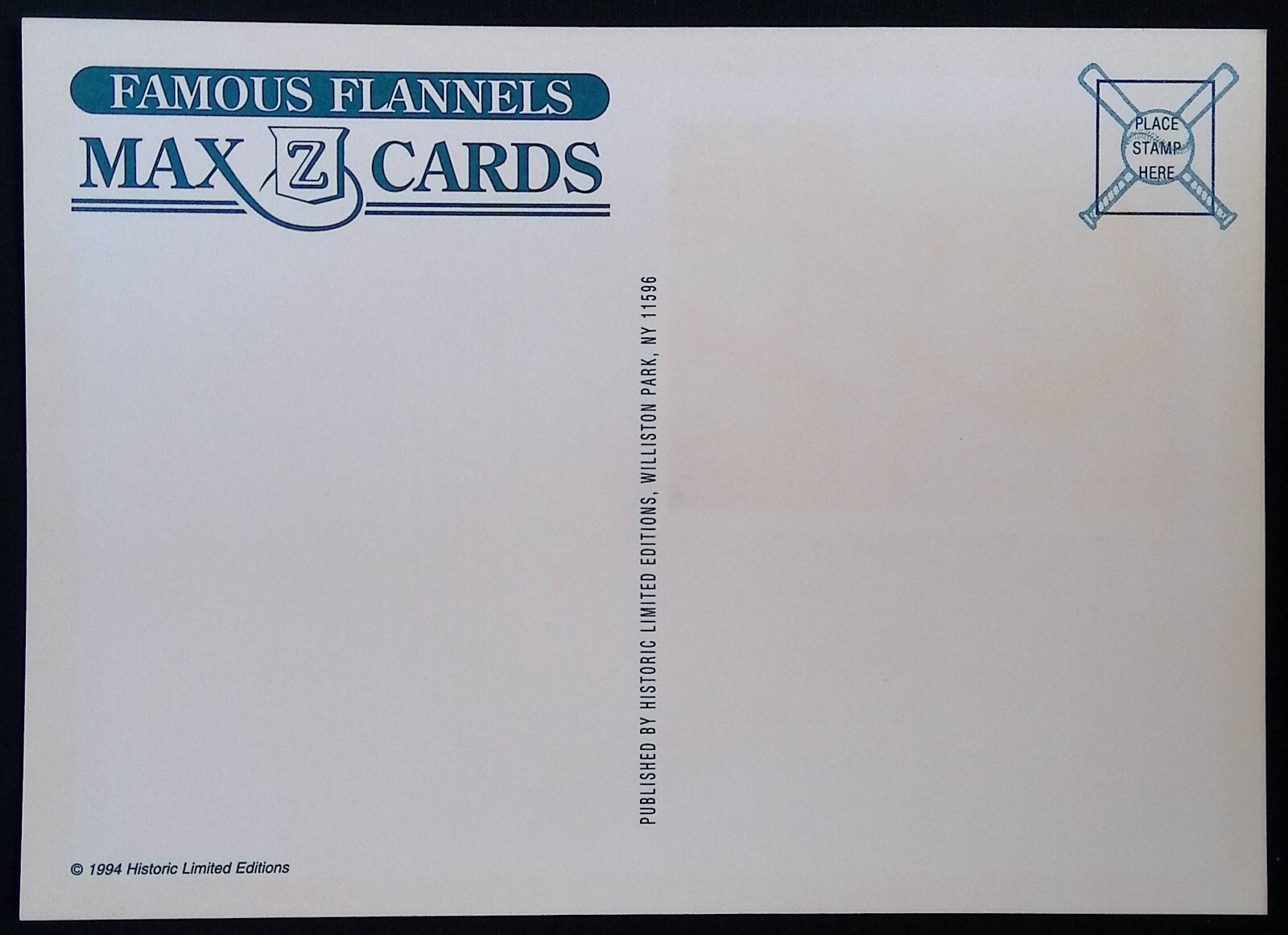 1995 MLB HOF INDUCTION DAY POSTCARD ~ WILLIAM A. HULBERT ~ FAMOUS FLANNELS MAX Z