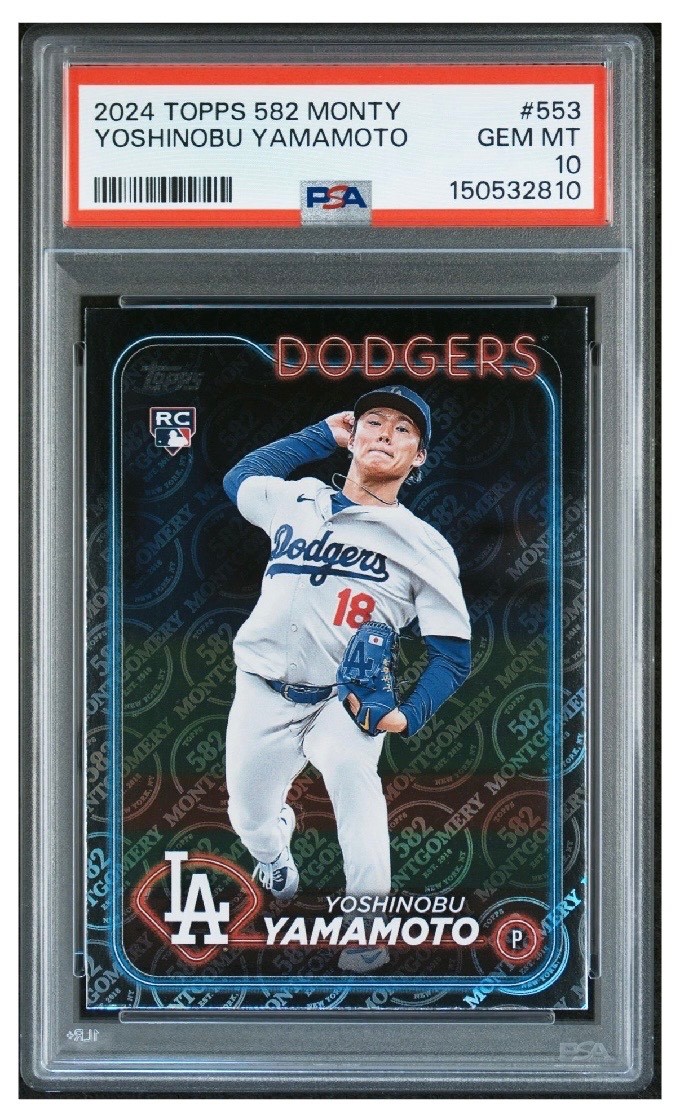 2024 TOPPS 582 MONTGOMERY CLUB YOSHINOBU YAMAMOTO ROOKIE #553 PSA 10 GEM MINT RC