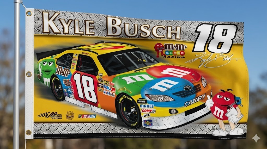 Kyle Busch #18 Nascar Car Racing 2×3,3×5,5×8 FT Flag Flag Wall Decore Banner