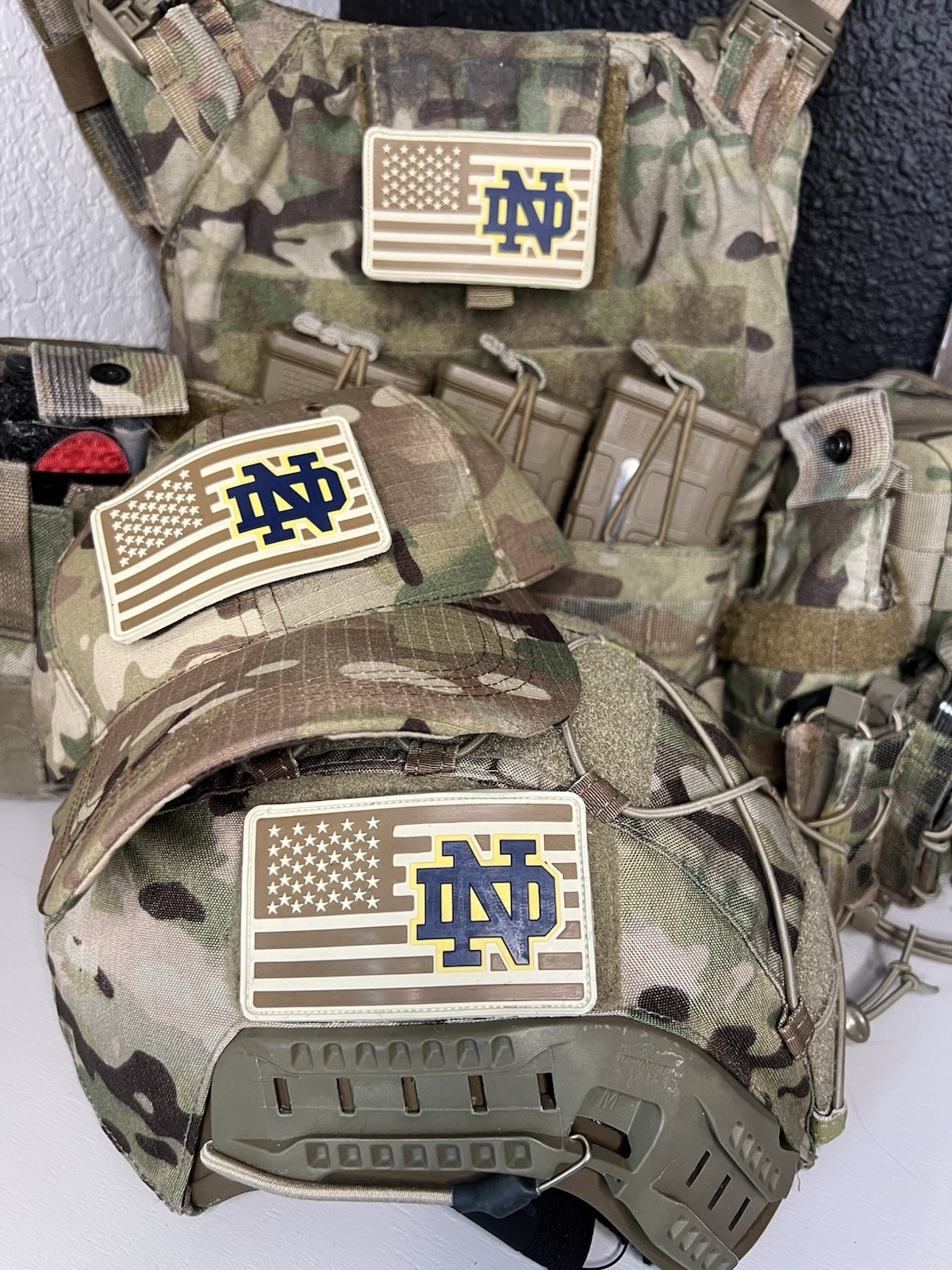 Military Combat American Flag Notre Dame football PVC Patch W Vlcro