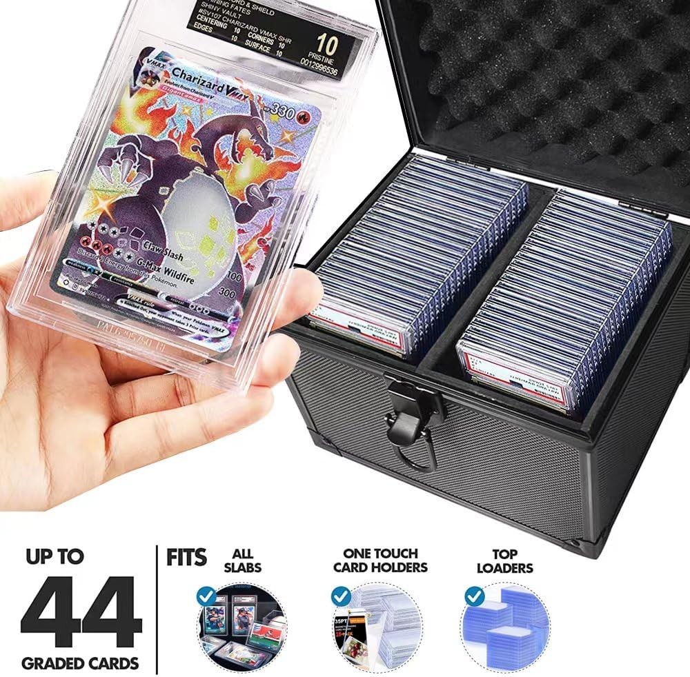 2 Slot Graded Card Case Storage Box for 40+ PSA Slabs ,Card Holders, Toploaders