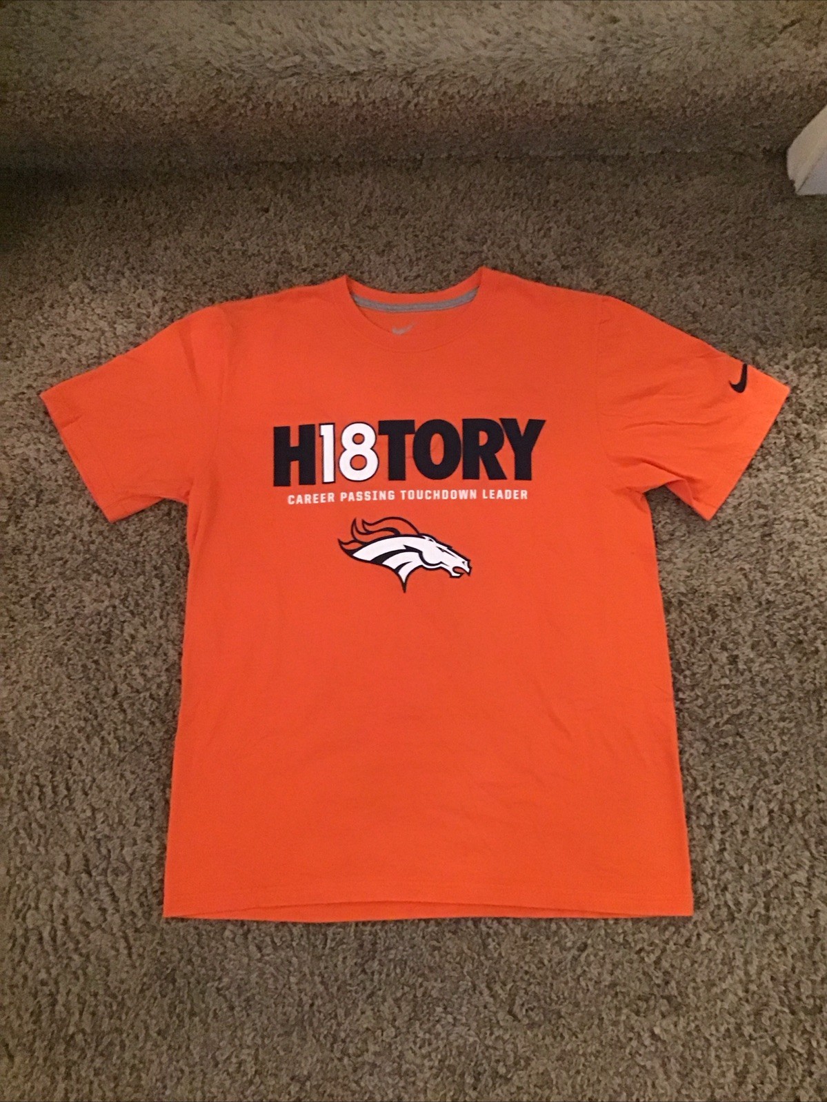Nike Denver Broncos Peyton Manning History Orange Shirt Size Large