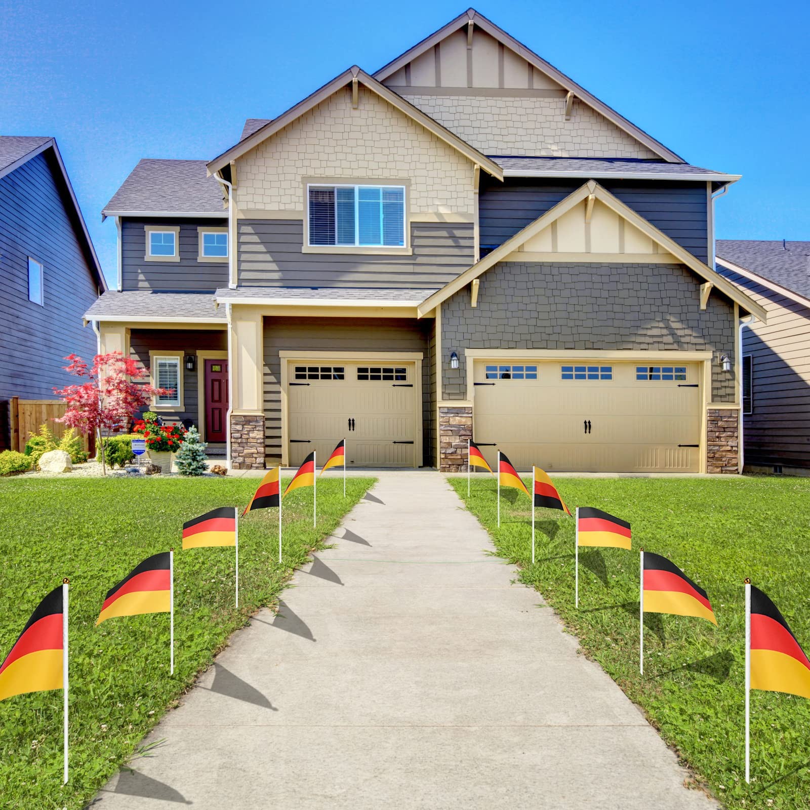 AhfuLife 30 Pcs Germany Hand Held Flags for World Cup 5×8 Inch-30 Pcs, German