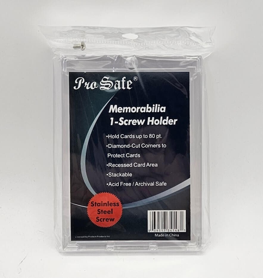 (3-Count) Pro-Safe 80pt Memorabilia 1-Screw Card Holder – Stainless Steel Screw