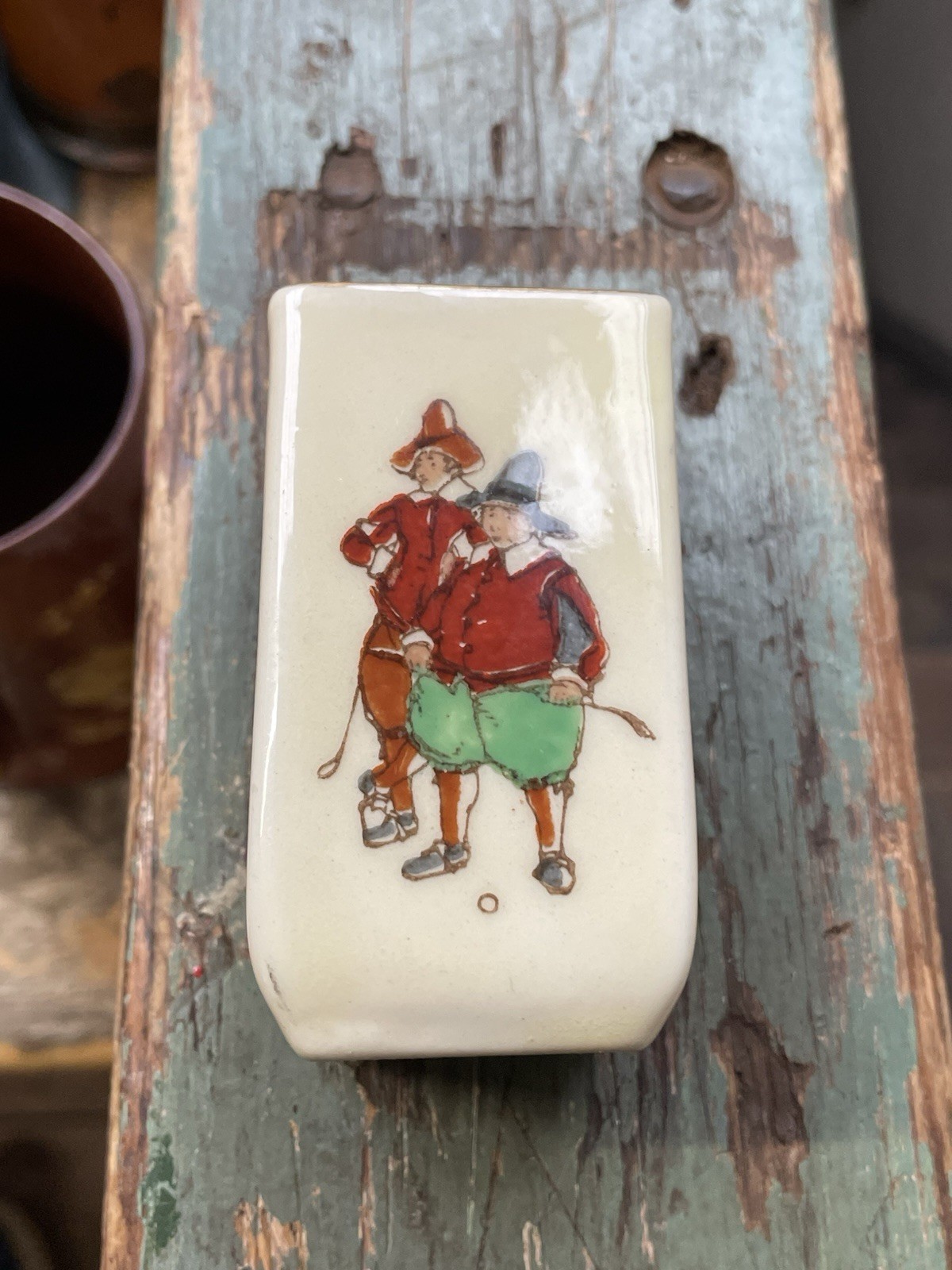Antique Royal Doulton C1922 Rectangular China Pot Hickory Golf Art No D5437E