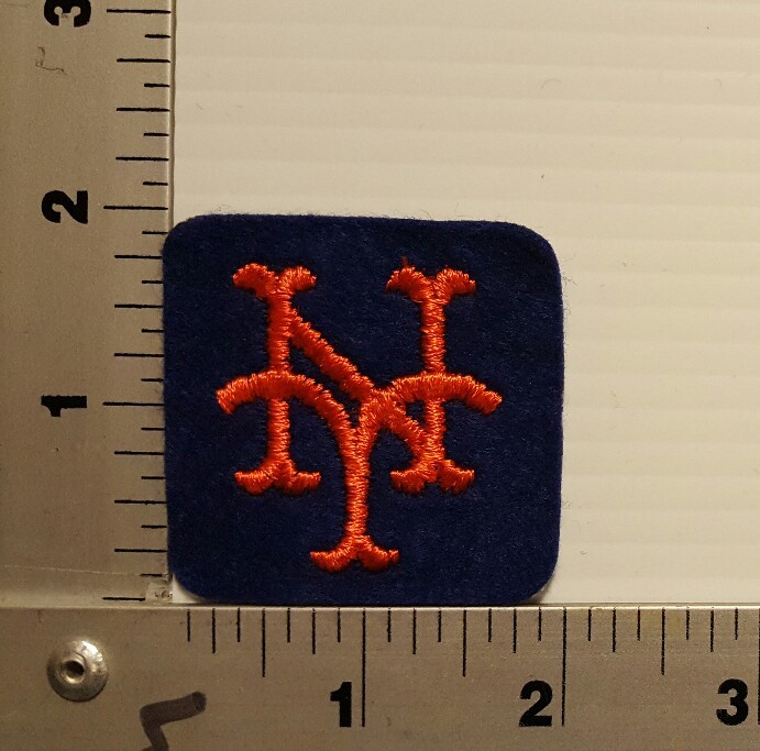 1-PCS NEW YORK METS (SQUARE) (ORANGE & BLUE) VINTAGE EMBROIDERED PATCH