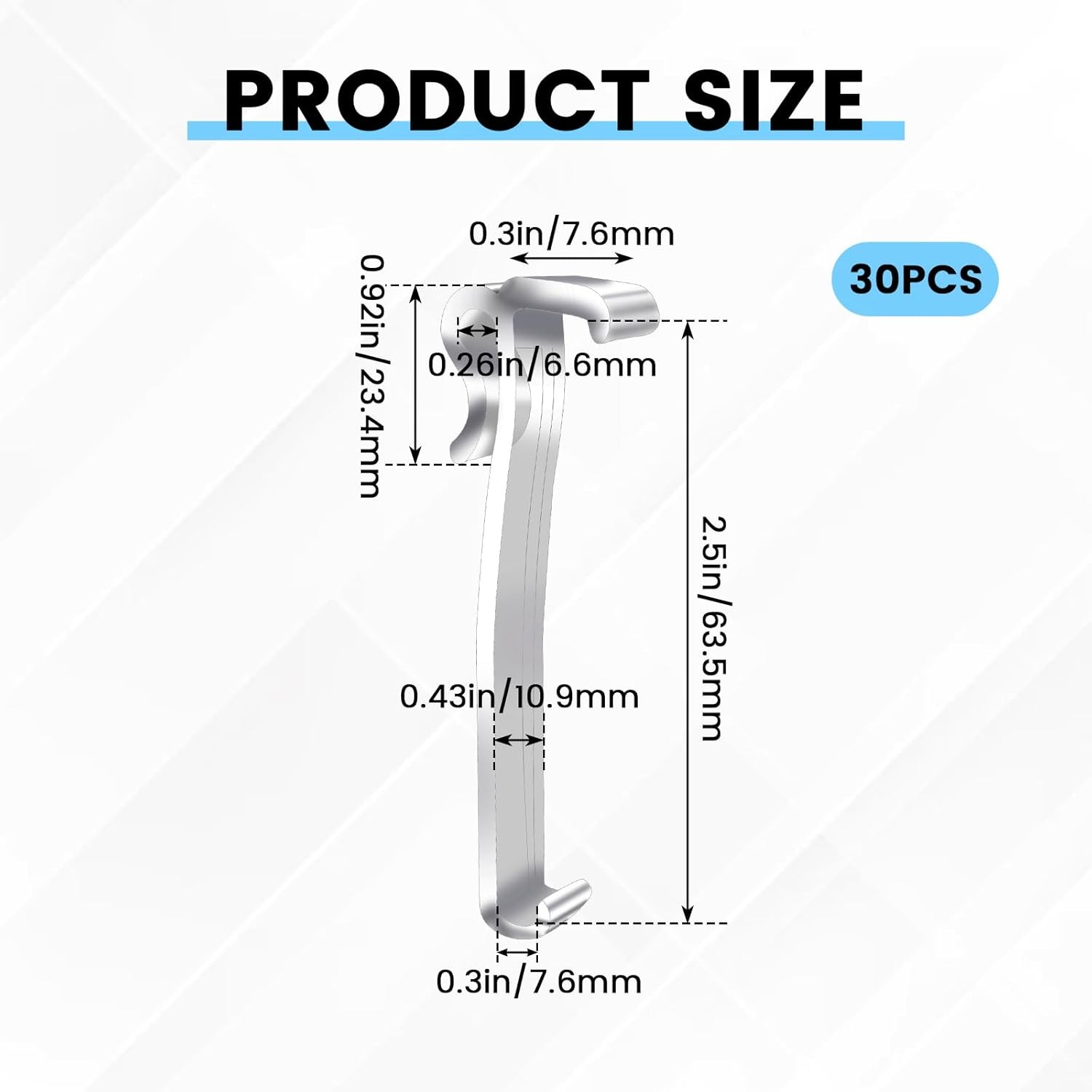 30 Pcs 2.5 Inch Valance Clips, Clear Plastic inch -30pcs, Transparent