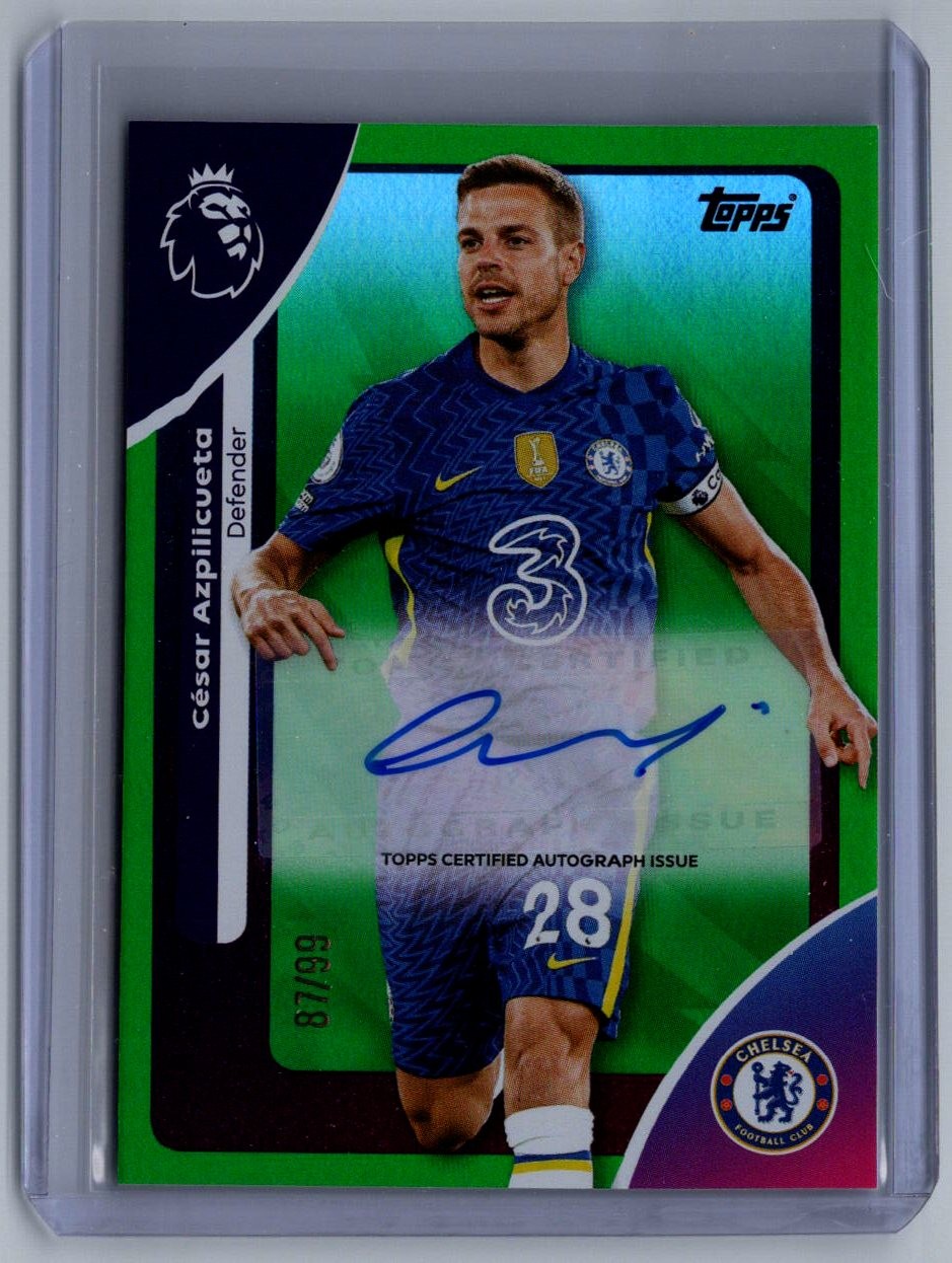2025-26 Topps EPL #AC-CA César Azpilicueta Autographs Green Rainbow #/99