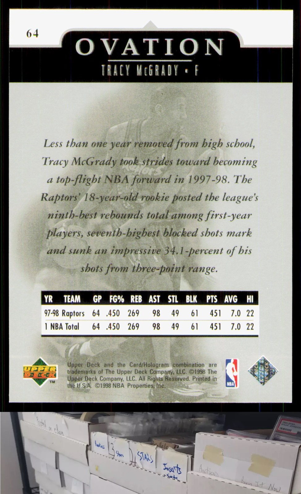 1998-99 Upper Deck Ovation #64 Tracy McGrady – JL