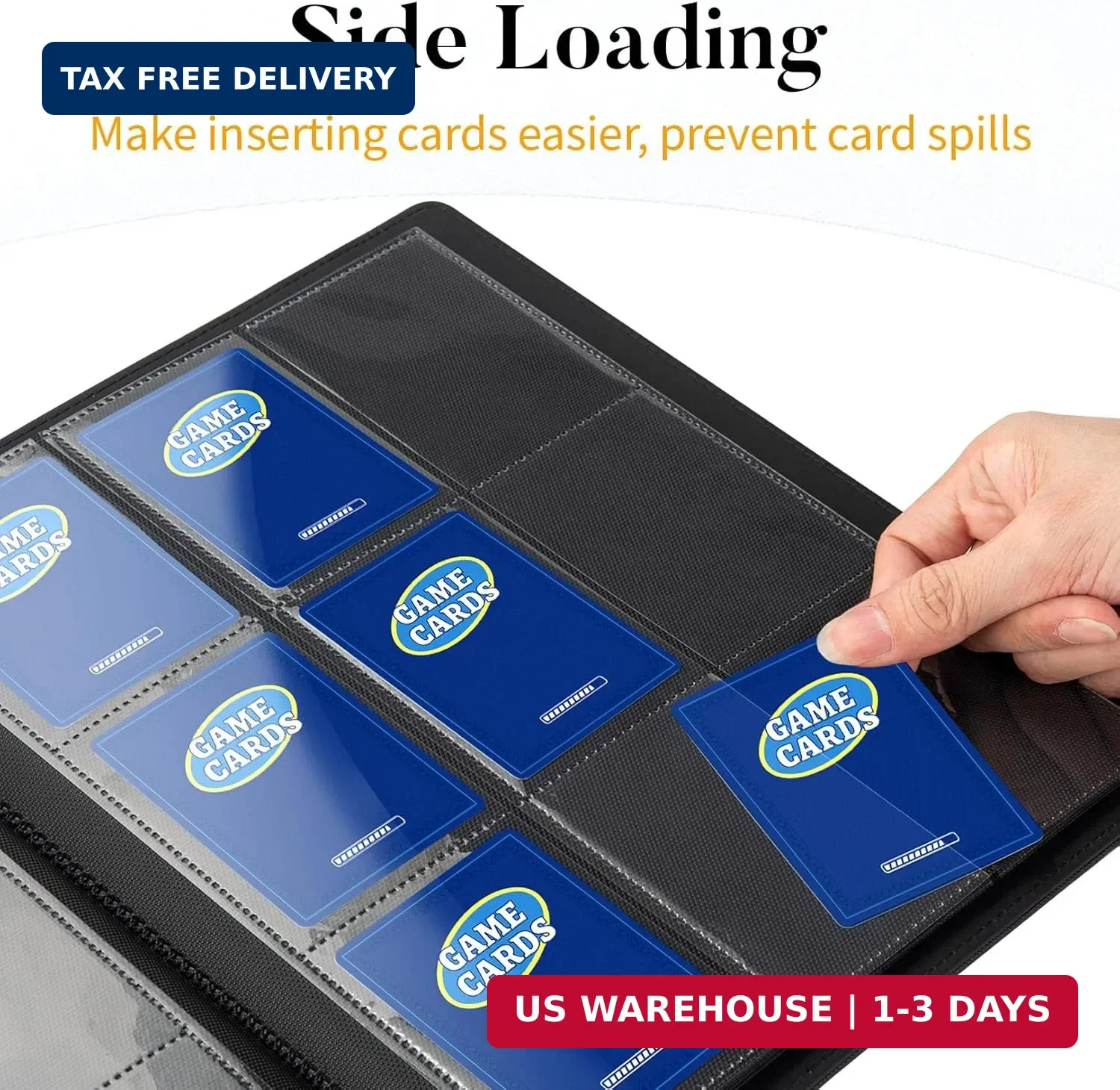 Fabmaker Card Binder Heavy Duty Side-loading Sturdy Black Fits Game Sport Cards