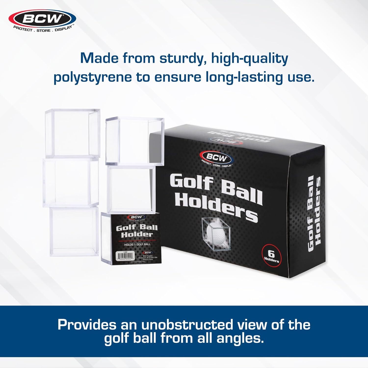 X3 BCW Golf Ball Square Display Holders Crystal Cubes Clear Safe Storage DEAL