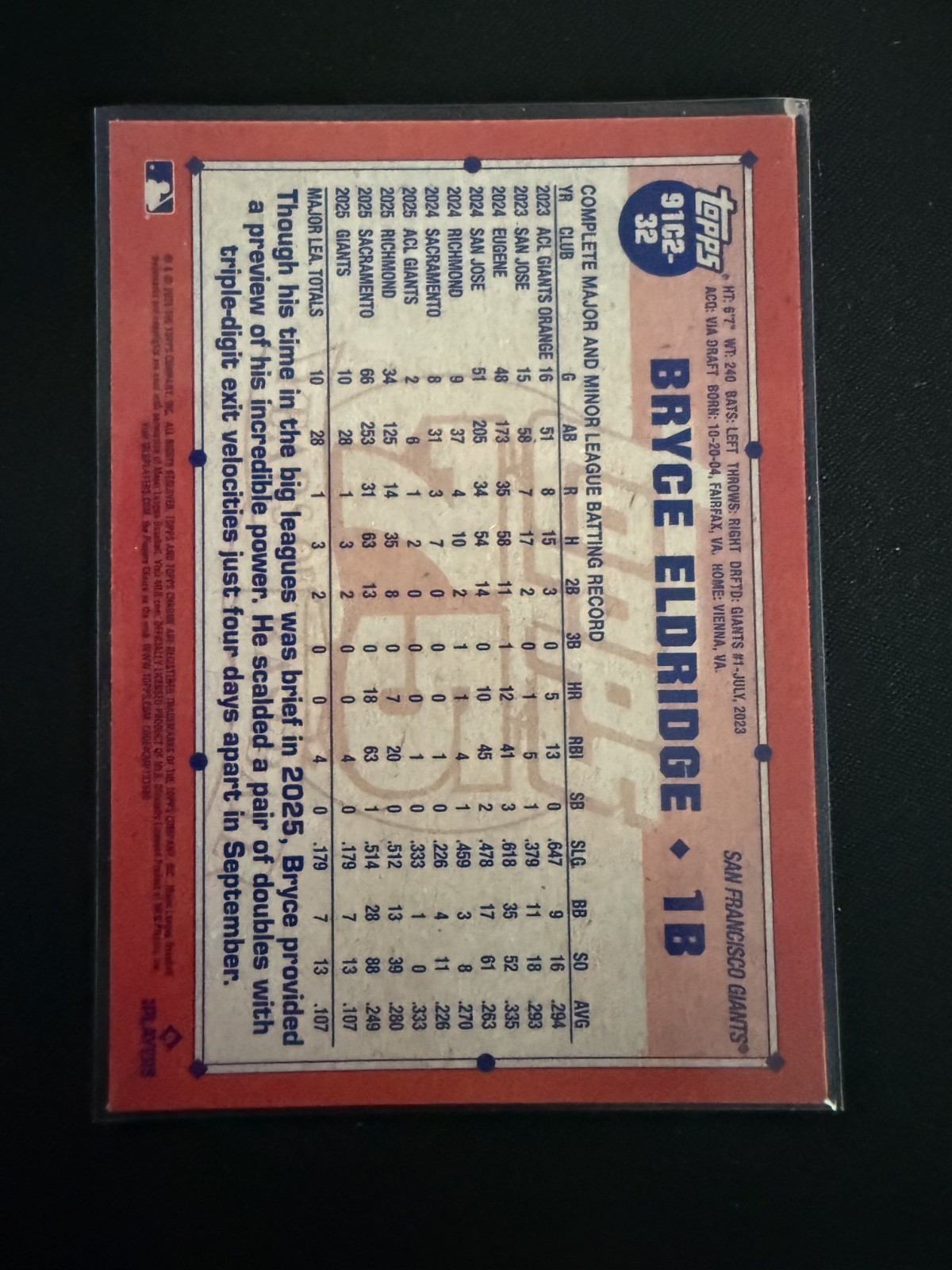2026 Topps Series 2 Bryce Eldridge Silver Pack Mojo RC #91C2-32 Giants