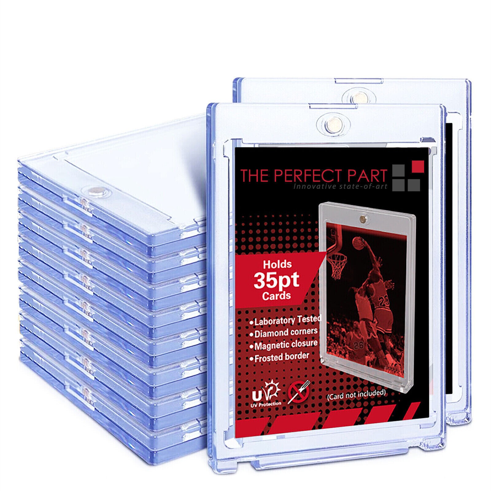 5-50 Pack Magnetic Trading Sports Card Holders 35pt One-Touch UV Protection