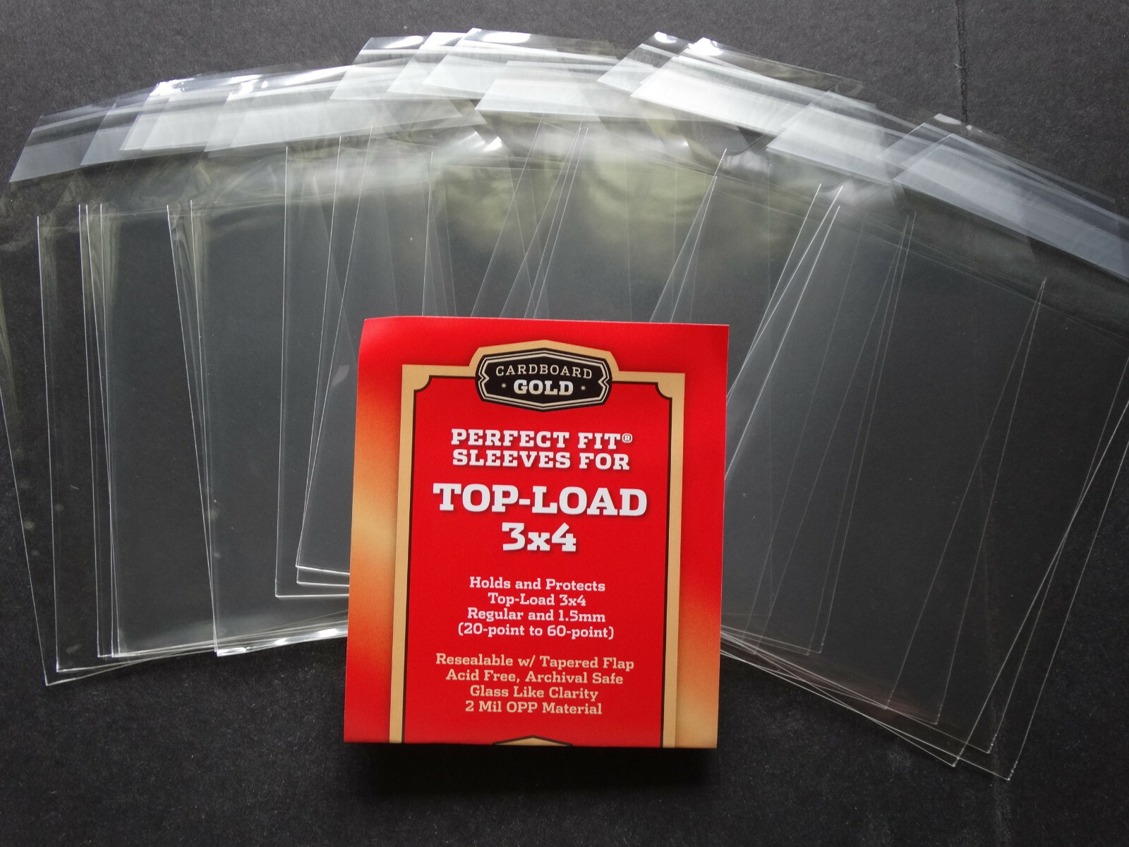 20 Loose Cardboard Gold Perfect Fit Sleeves for Top-Load 3×4 from 20-60 Pt Bag