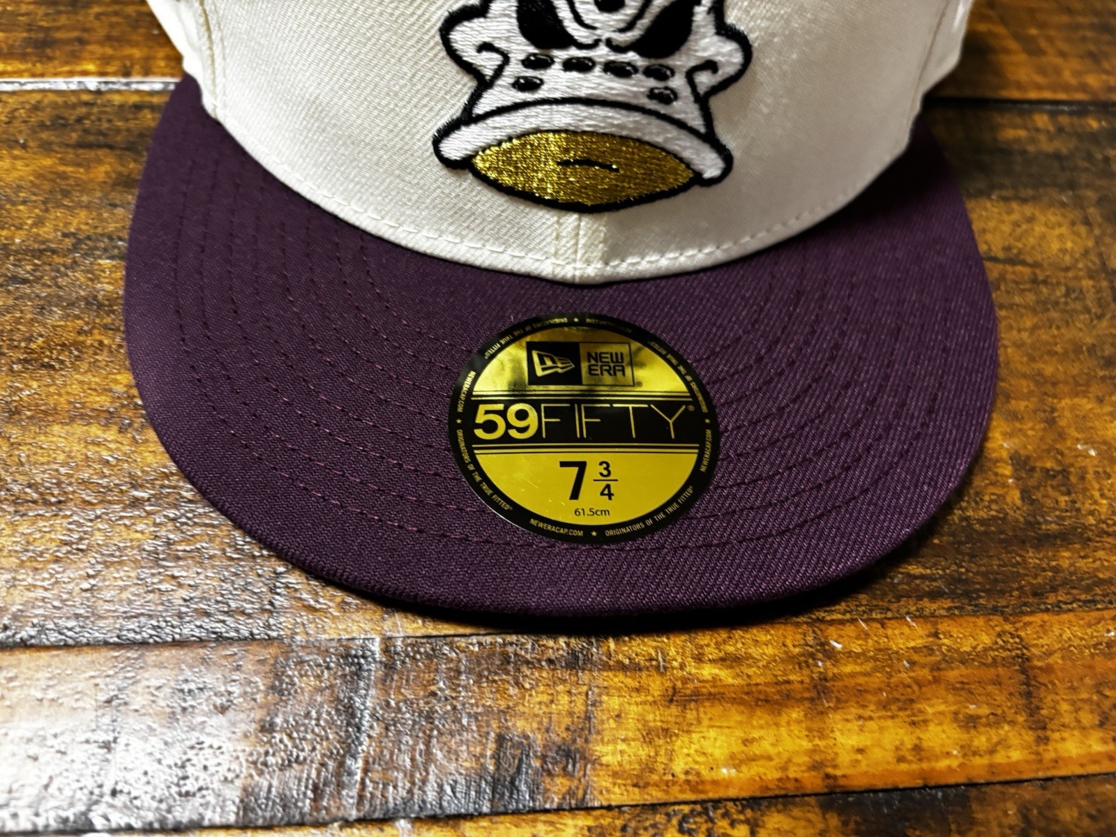Anaheim Mighty Ducks Off White Plum New Era Fitted 7 3/4 Green Glow In The Dark