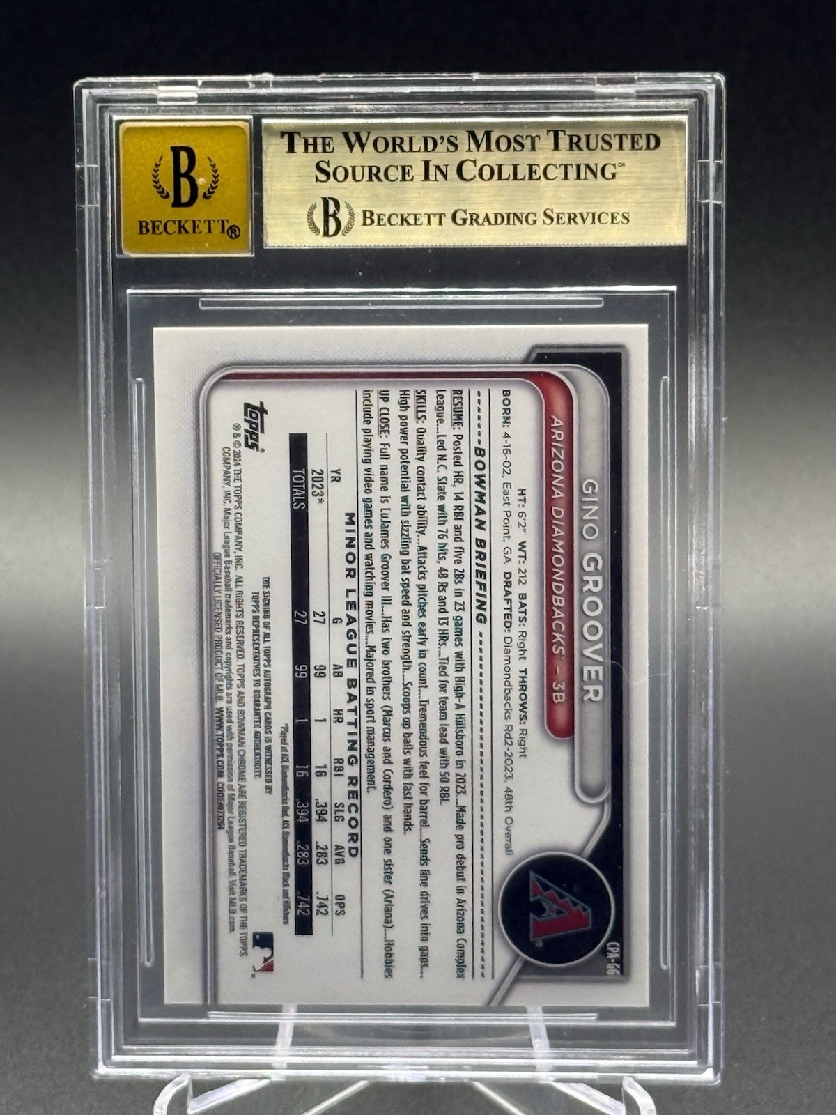 2024 Bowman Chrome GINO LUJAMES GROOVER 1st Yellow Refractor Auto /75 BGS 9.5