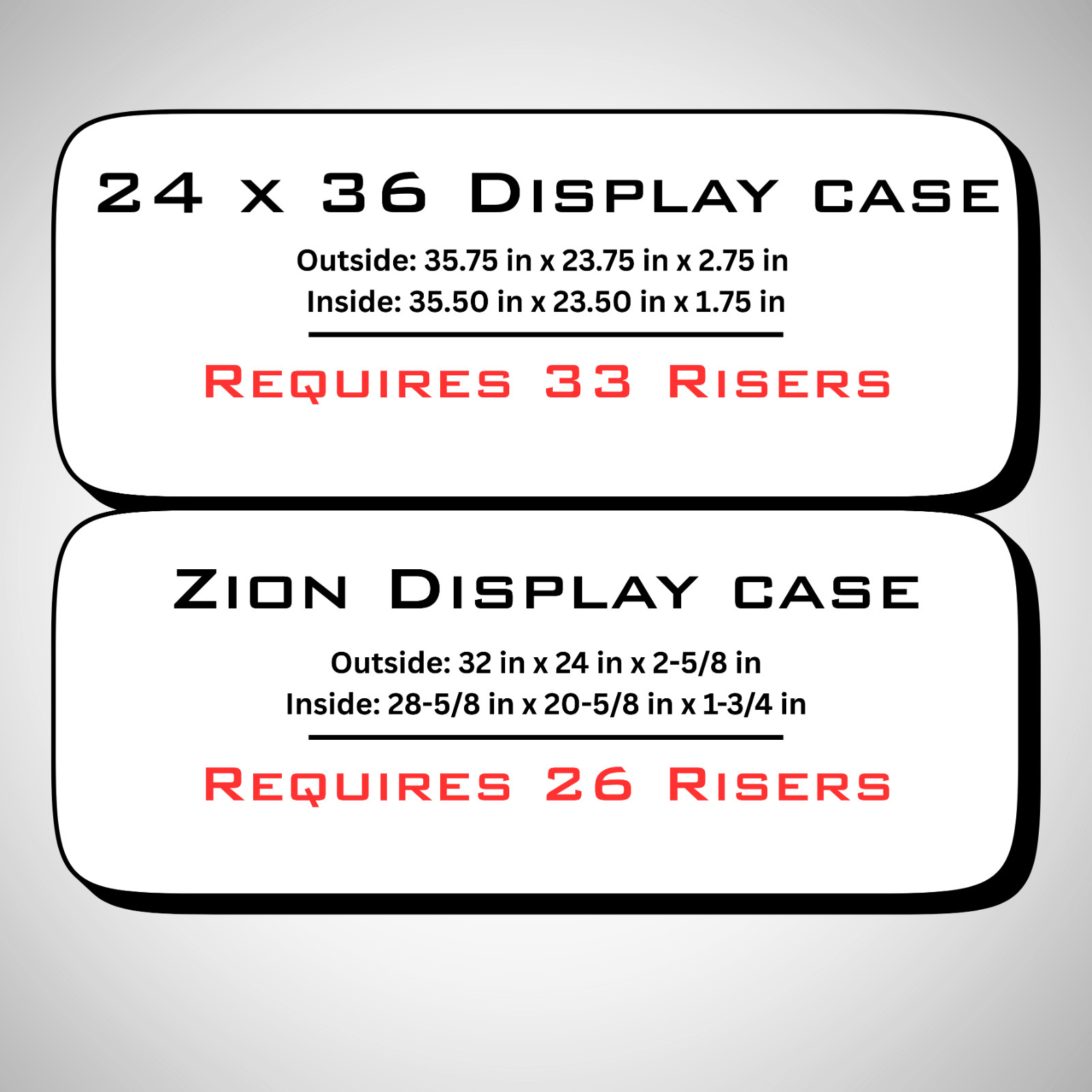 Display Case Card Riser Stands – Perfect for 24×36 Cases- 33 Risers! Holds slabs